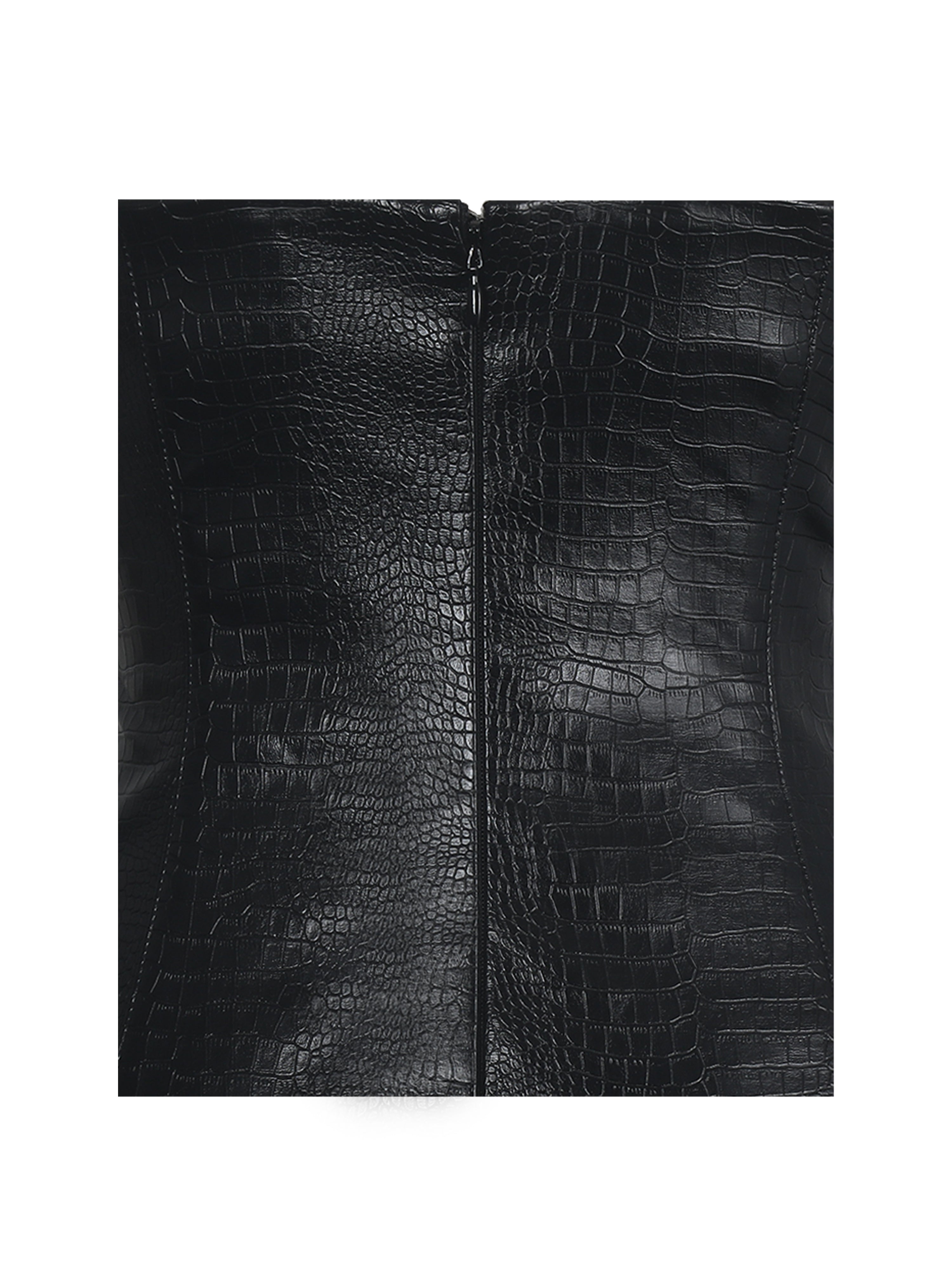 Gardenia Black Leather Midi Sweetheart Halter Flared Dress