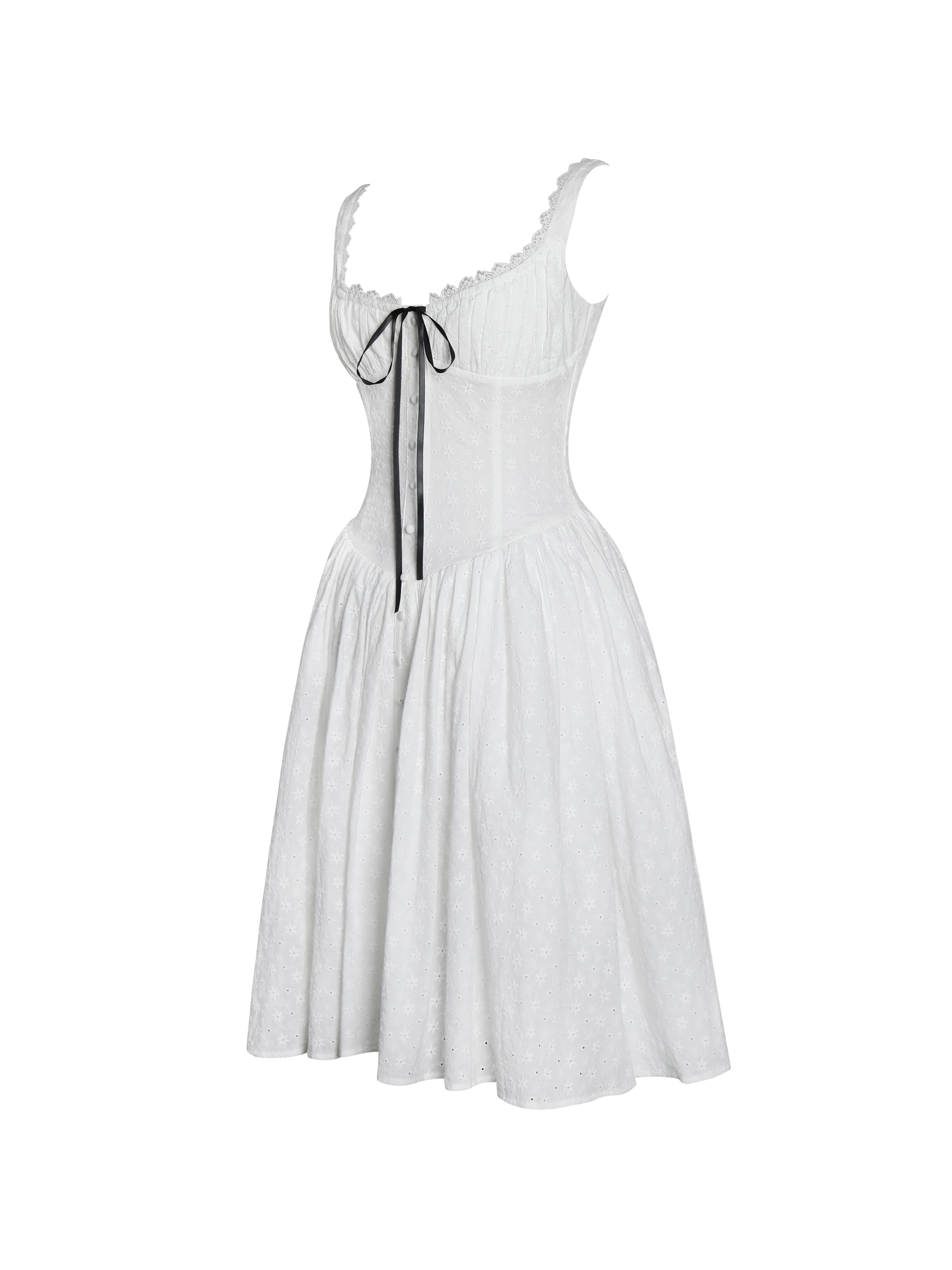 Madison Cotton Eyelet Square Neck Midi Dress