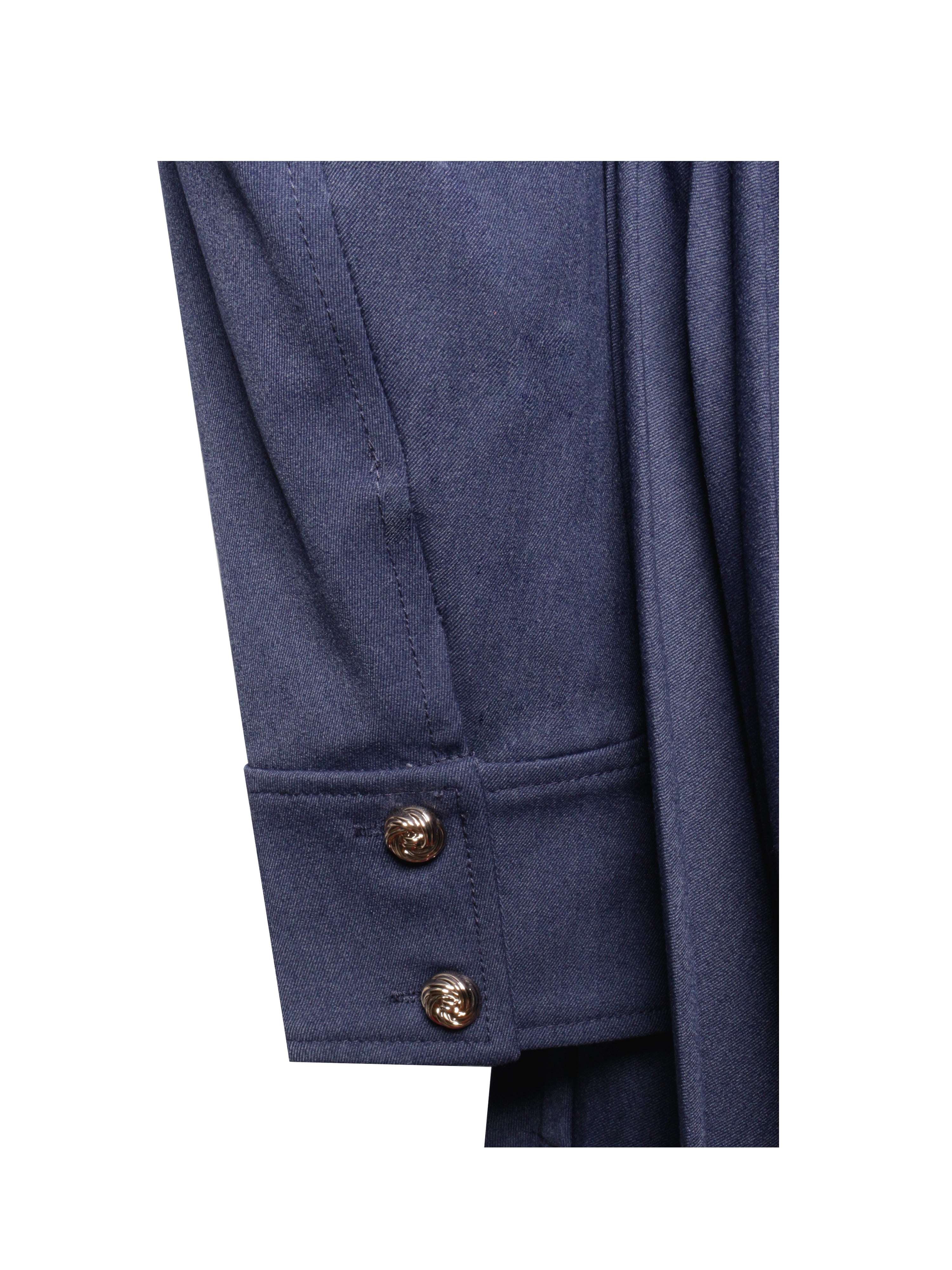 Valarie Navy Blue Denim Style Pleated Mini Dress (Archive Sale)