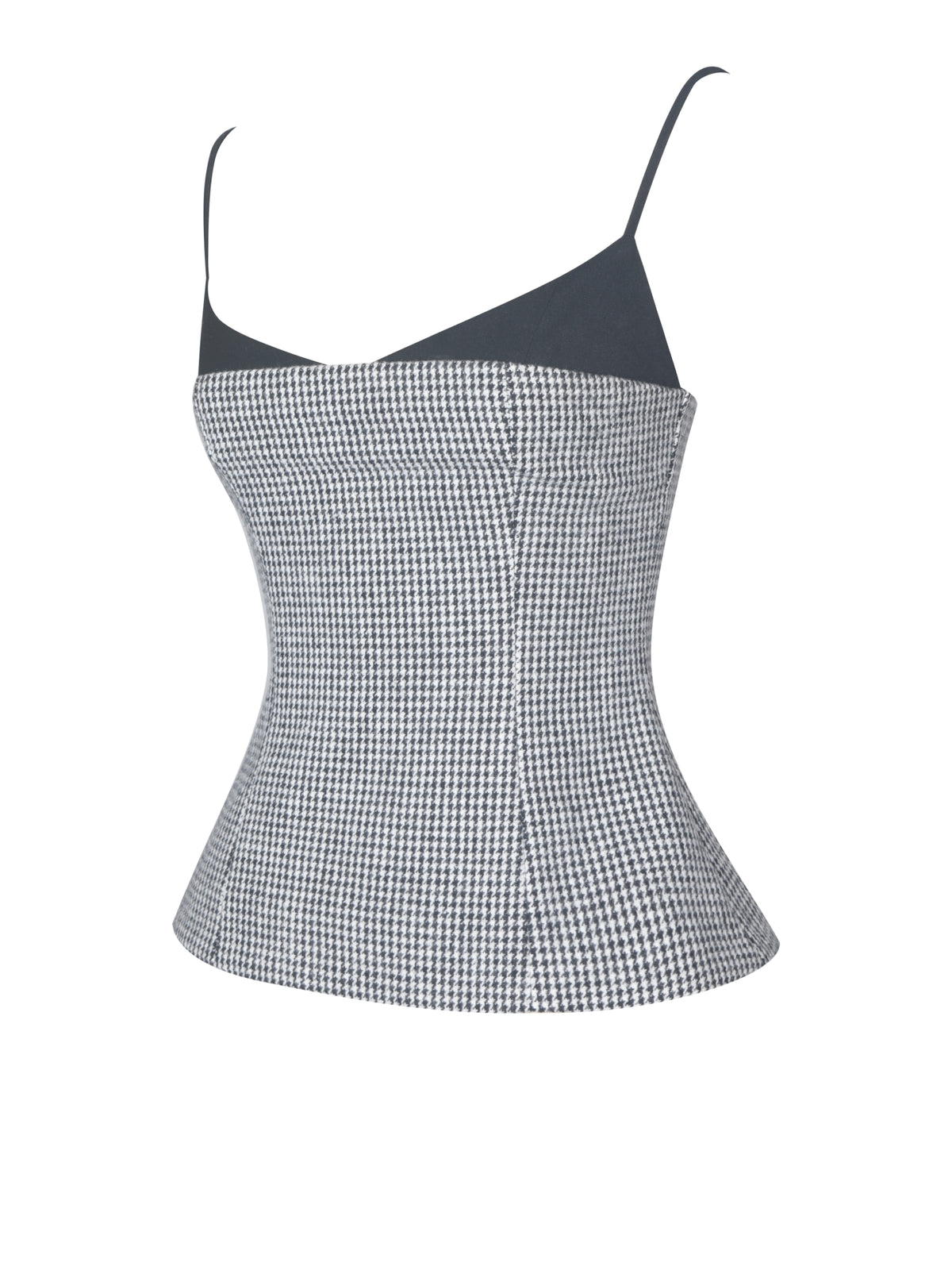 Victoire Black Micro Houndstooth Sweetheart Neckline Top