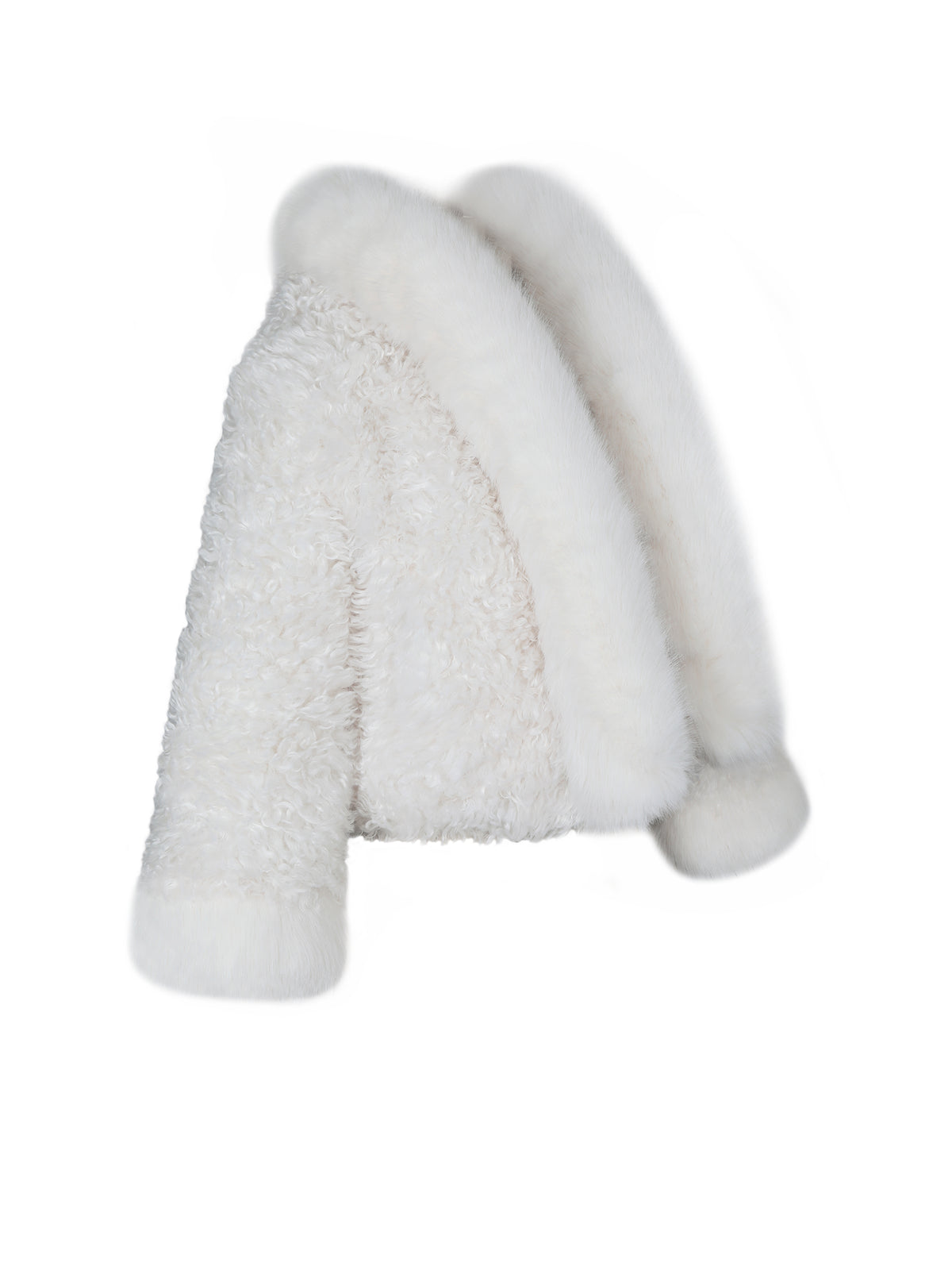 Kali Kids White Cropped Vegan Shearling Fur Jacket