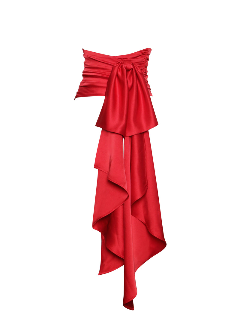 Alana Red Luxe Satin Wrap Waist Belt
