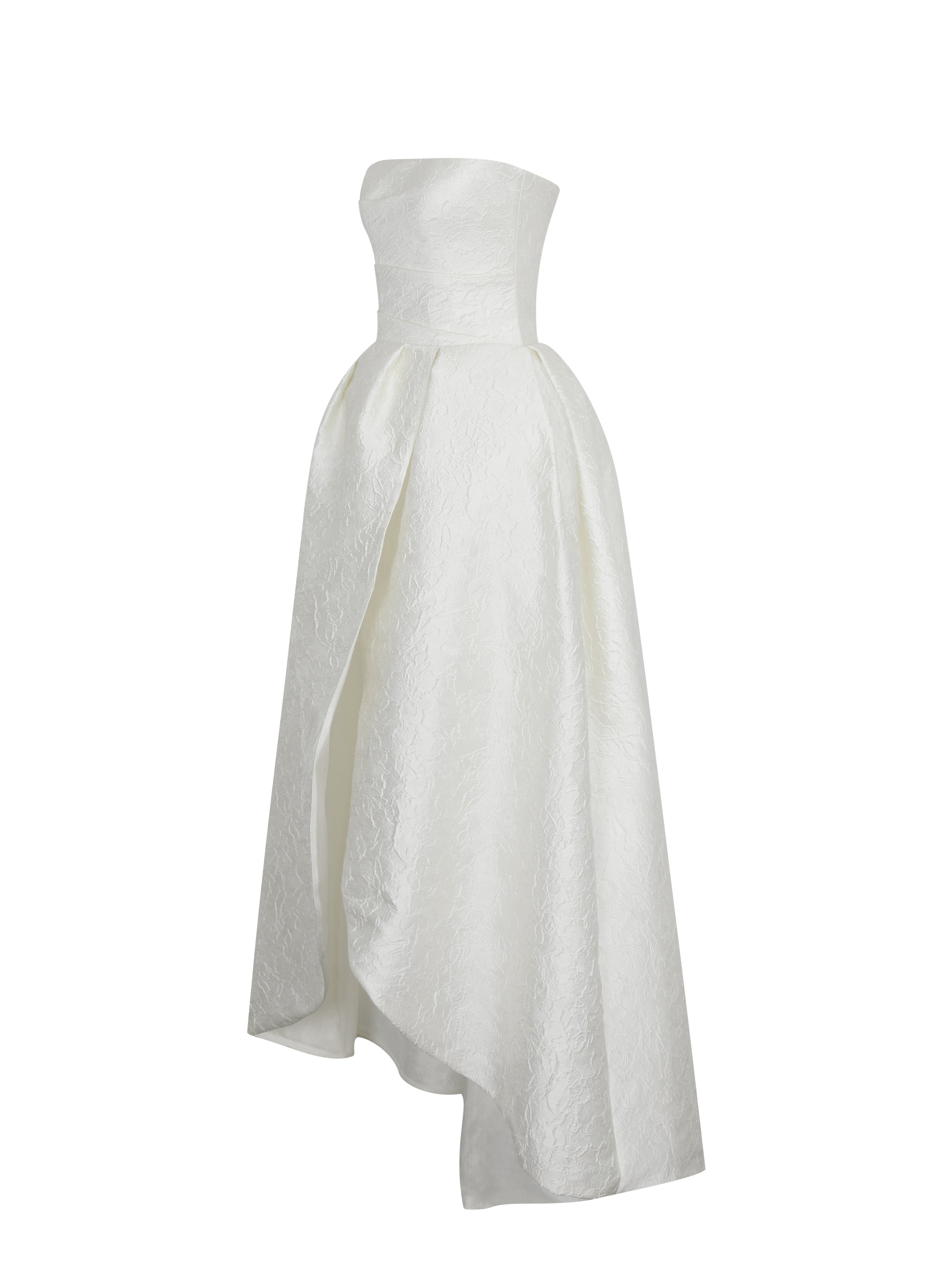 Tomika Ivory Jacquard Dipped Hem Wedding Gown