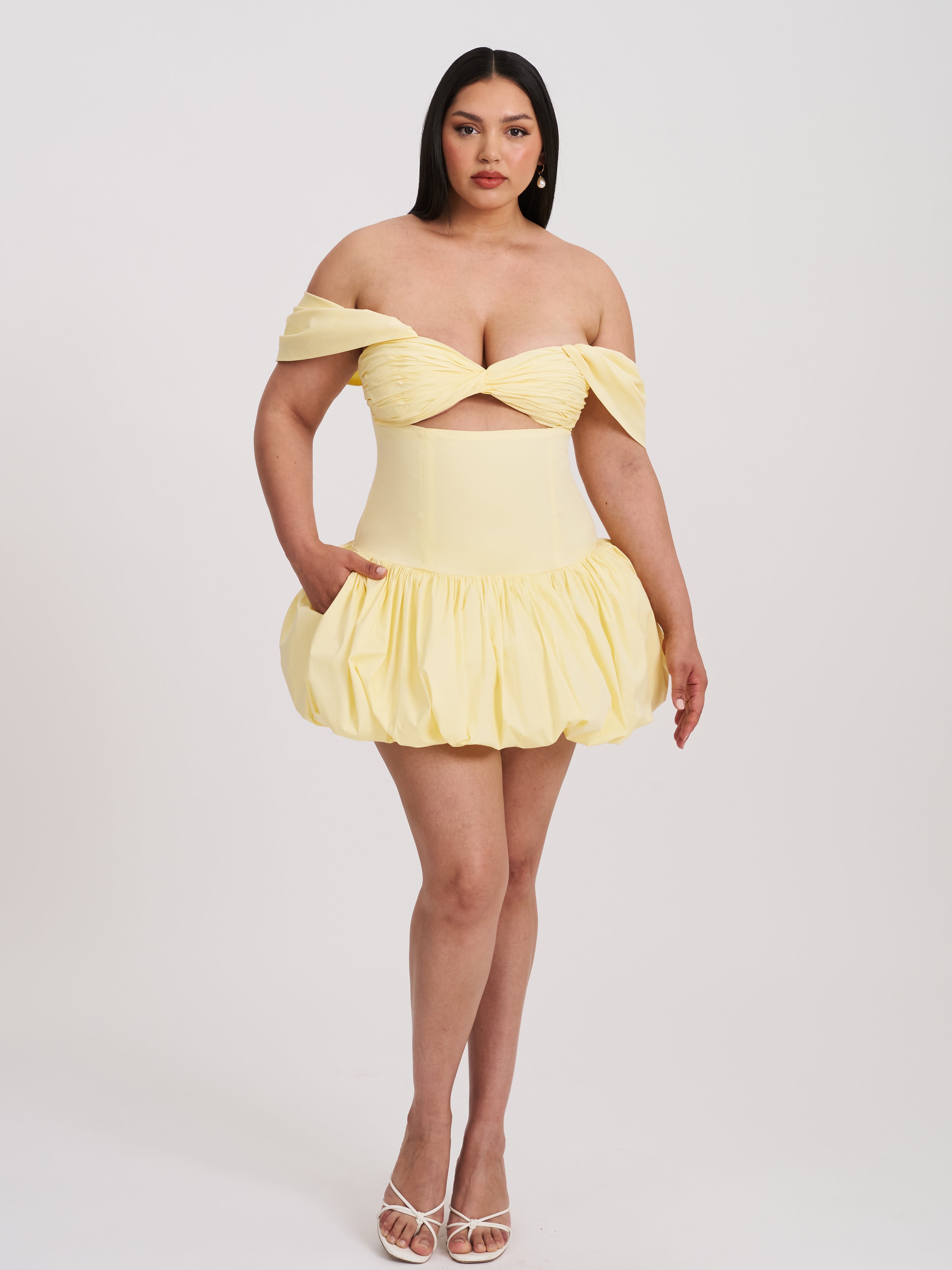 Umika Butter Yellow Bubble Hem Mini Dress