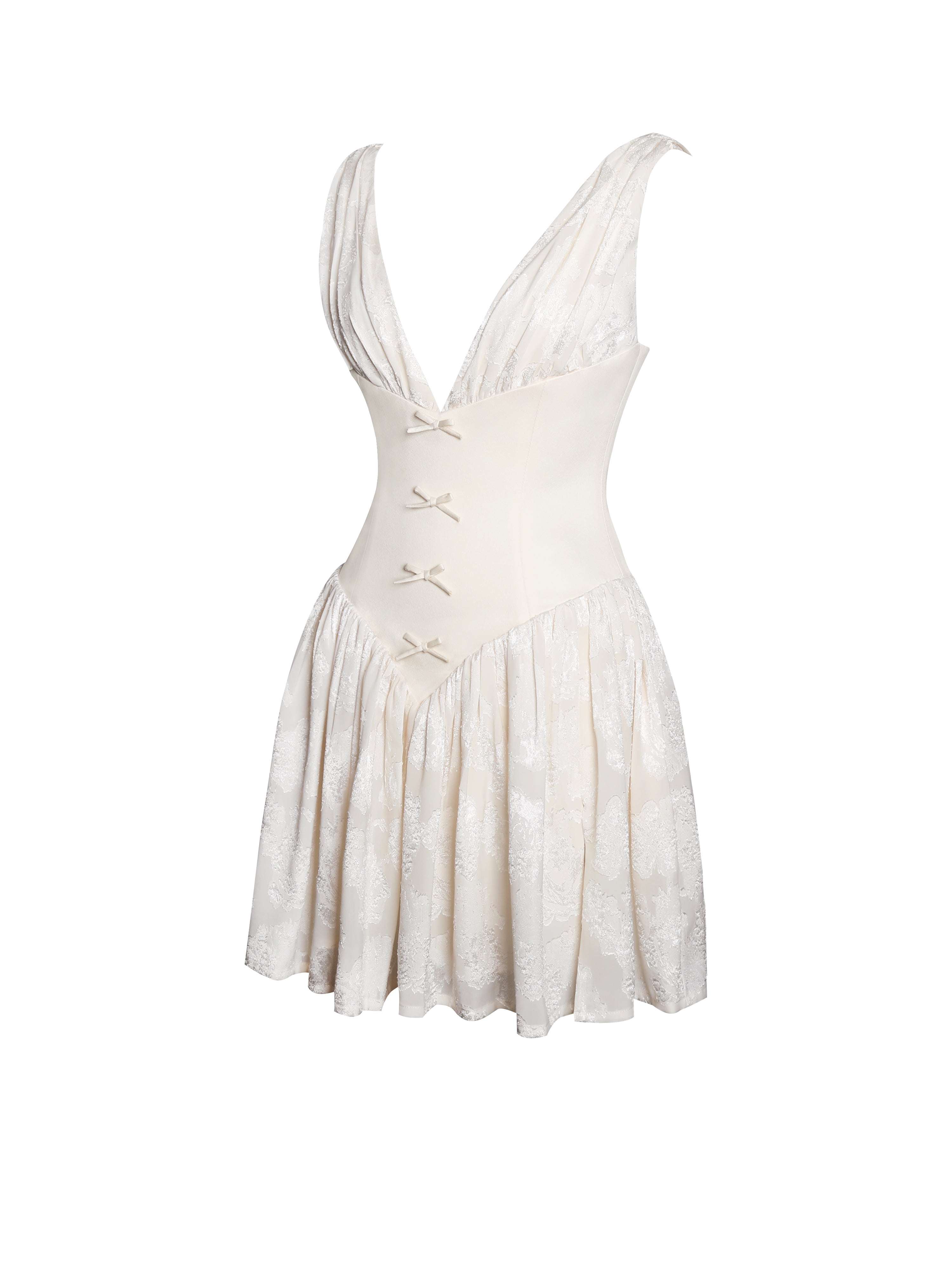 Zahara Off White Jacquard Drop Waist Mini Dress (Archive Sale)