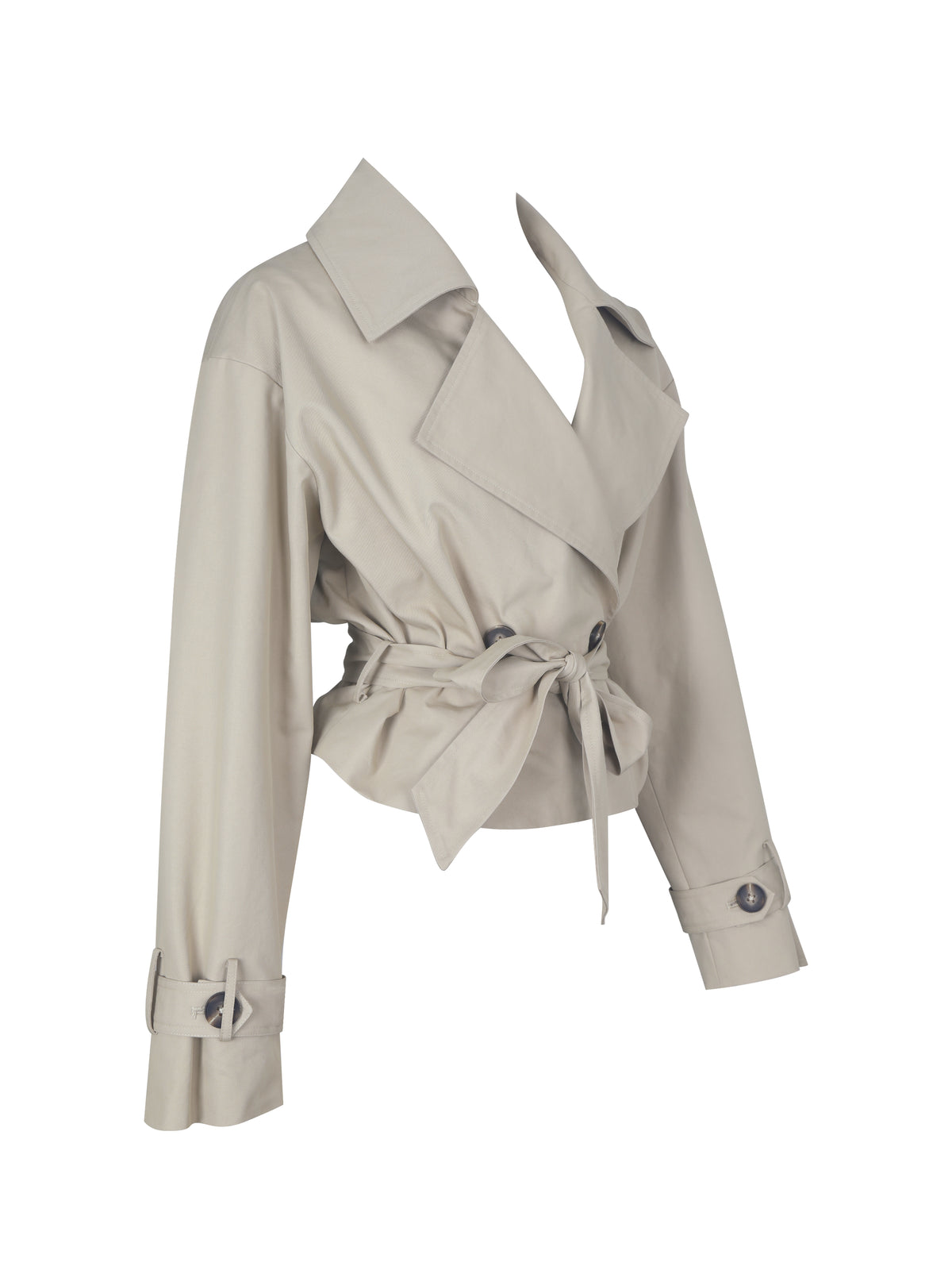 Zuly Tan Cotton Gabardine Mini Trench Jacket