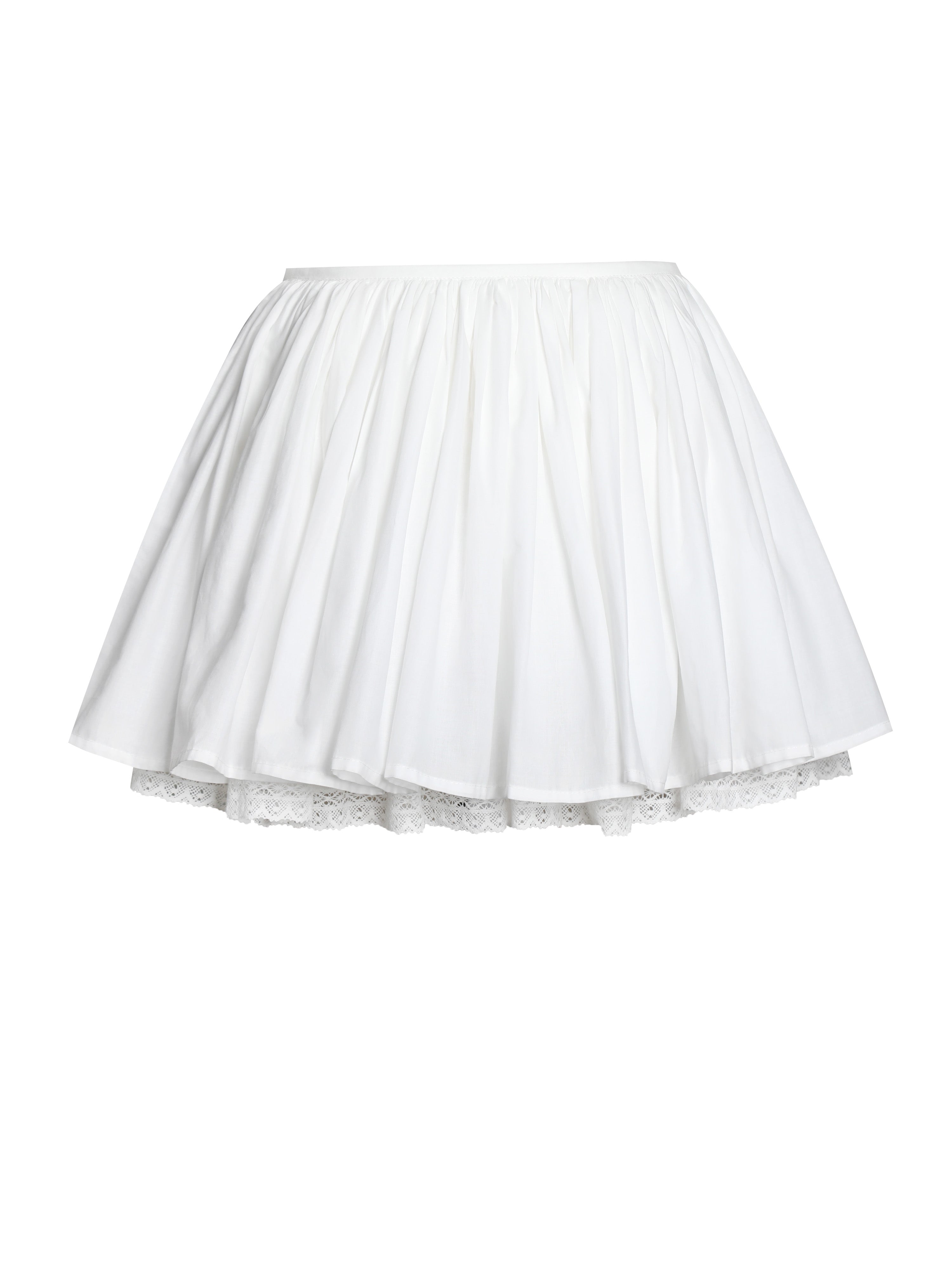 Aliza Lace Trim Layered Cotton Mini Full Skirt