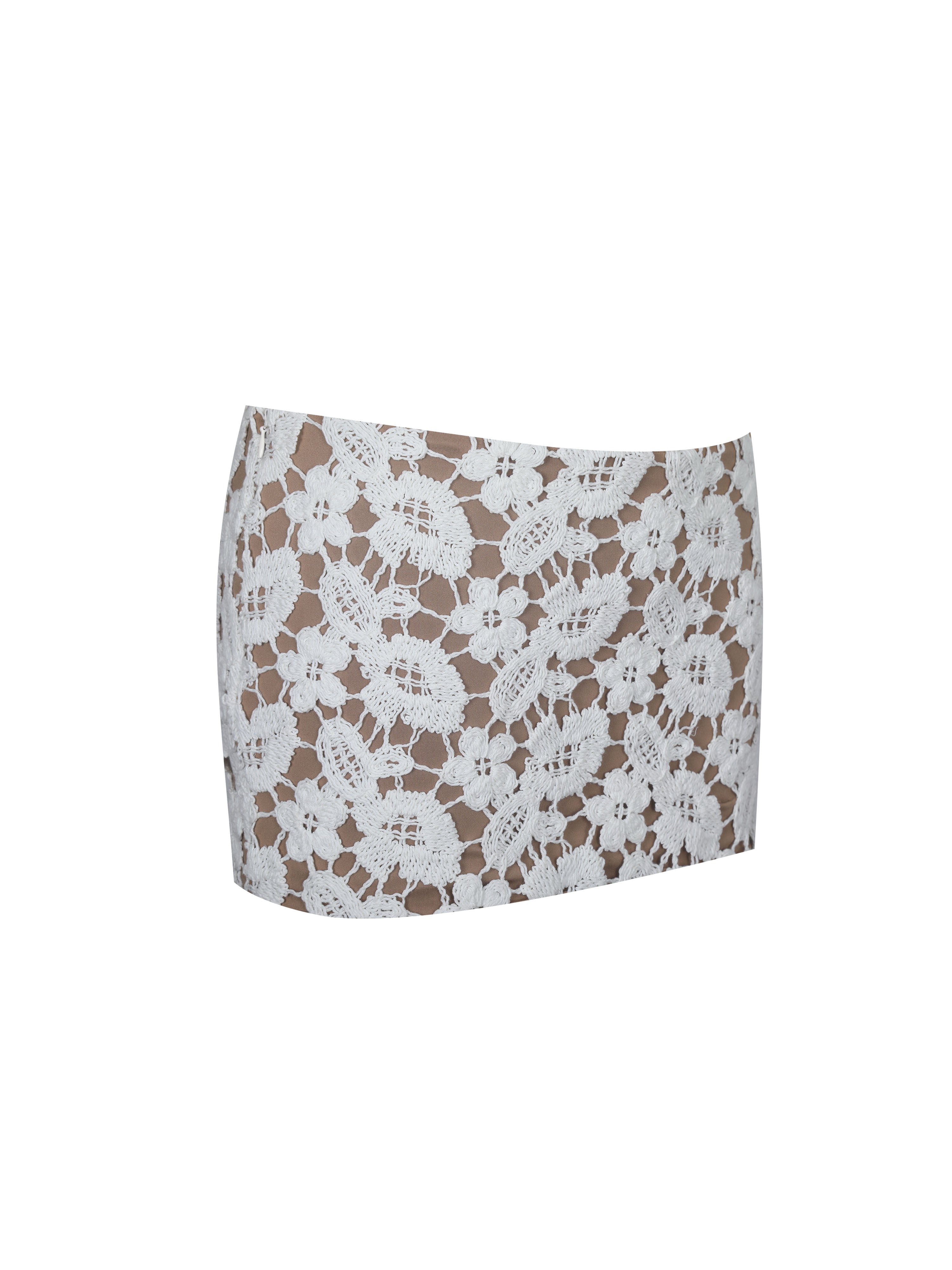 Leilani White Floral Crochet Mini Skirt