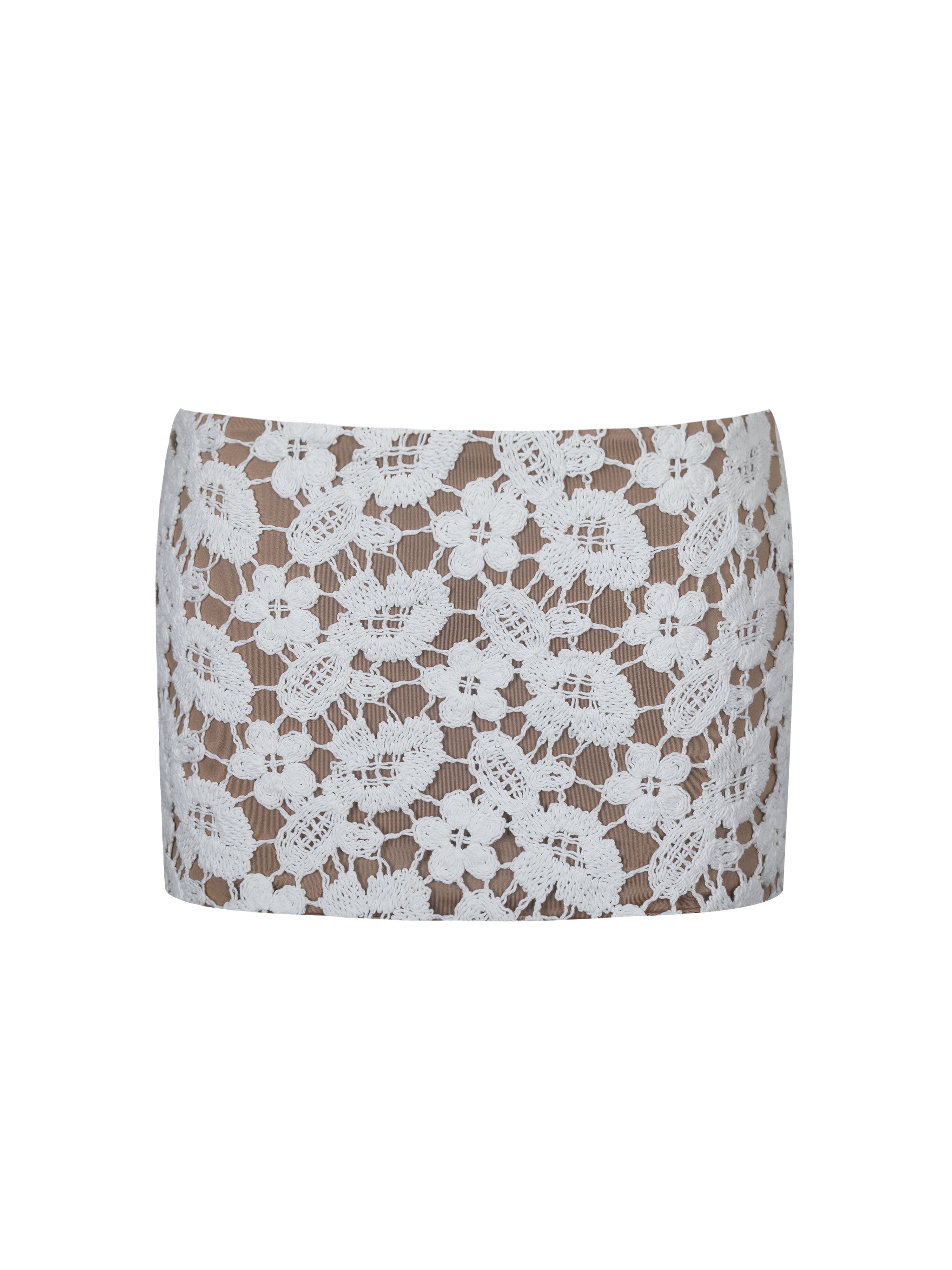Leilani White Floral Crochet Mini Skirt