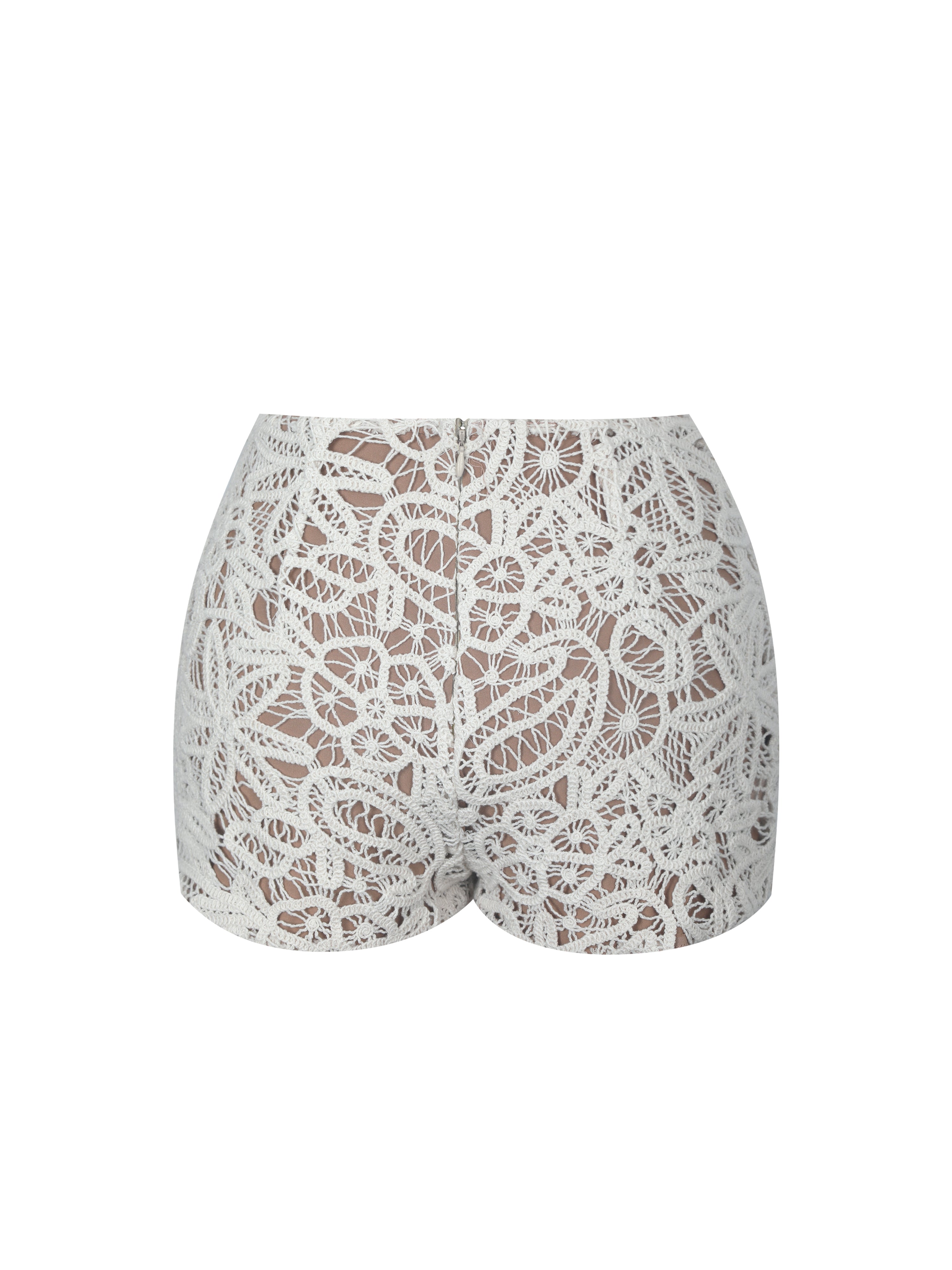Rosanne Cream Cotton Crochet Shorts