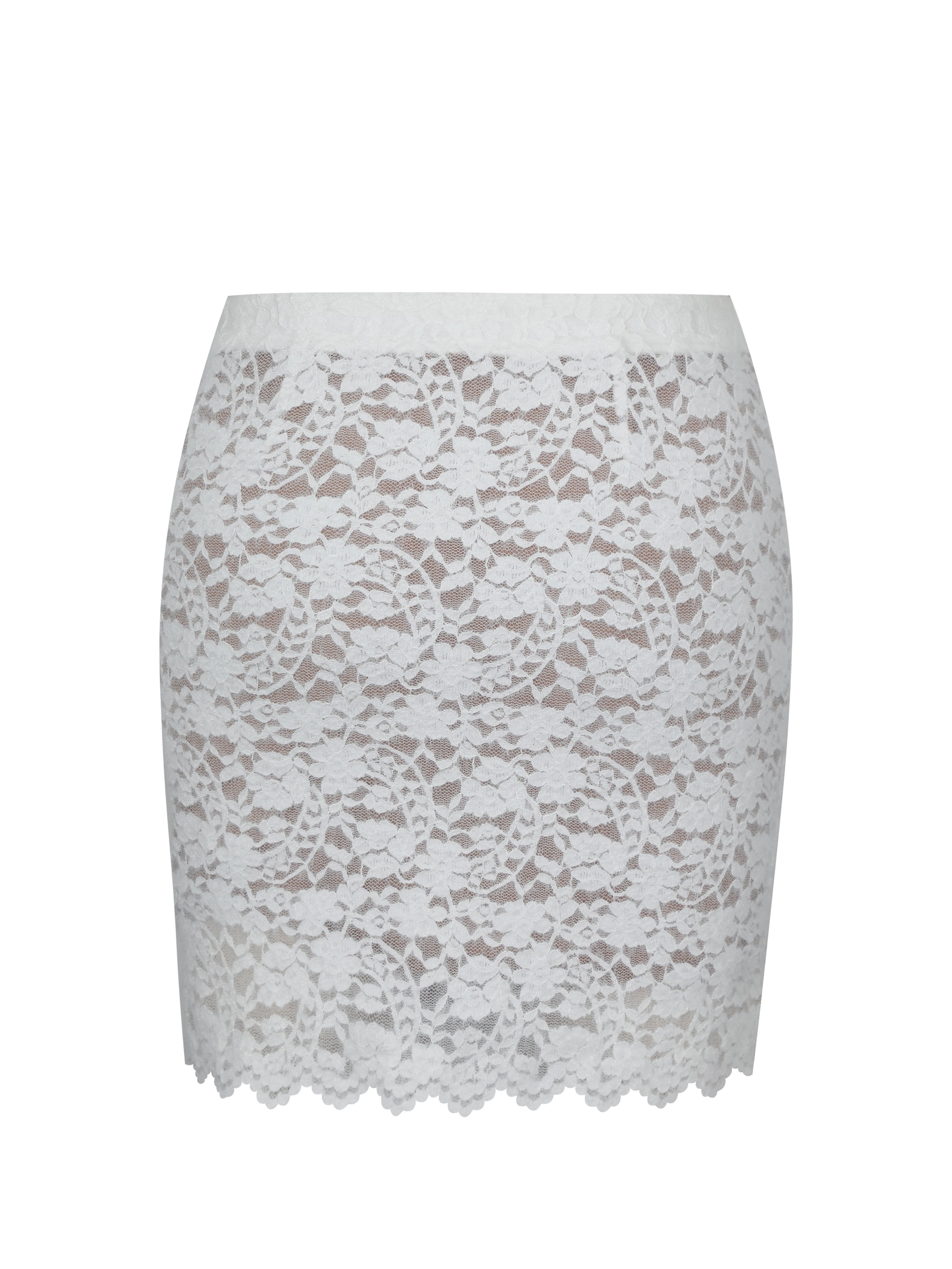 Pyper White Brushed Lace Mini Skirt