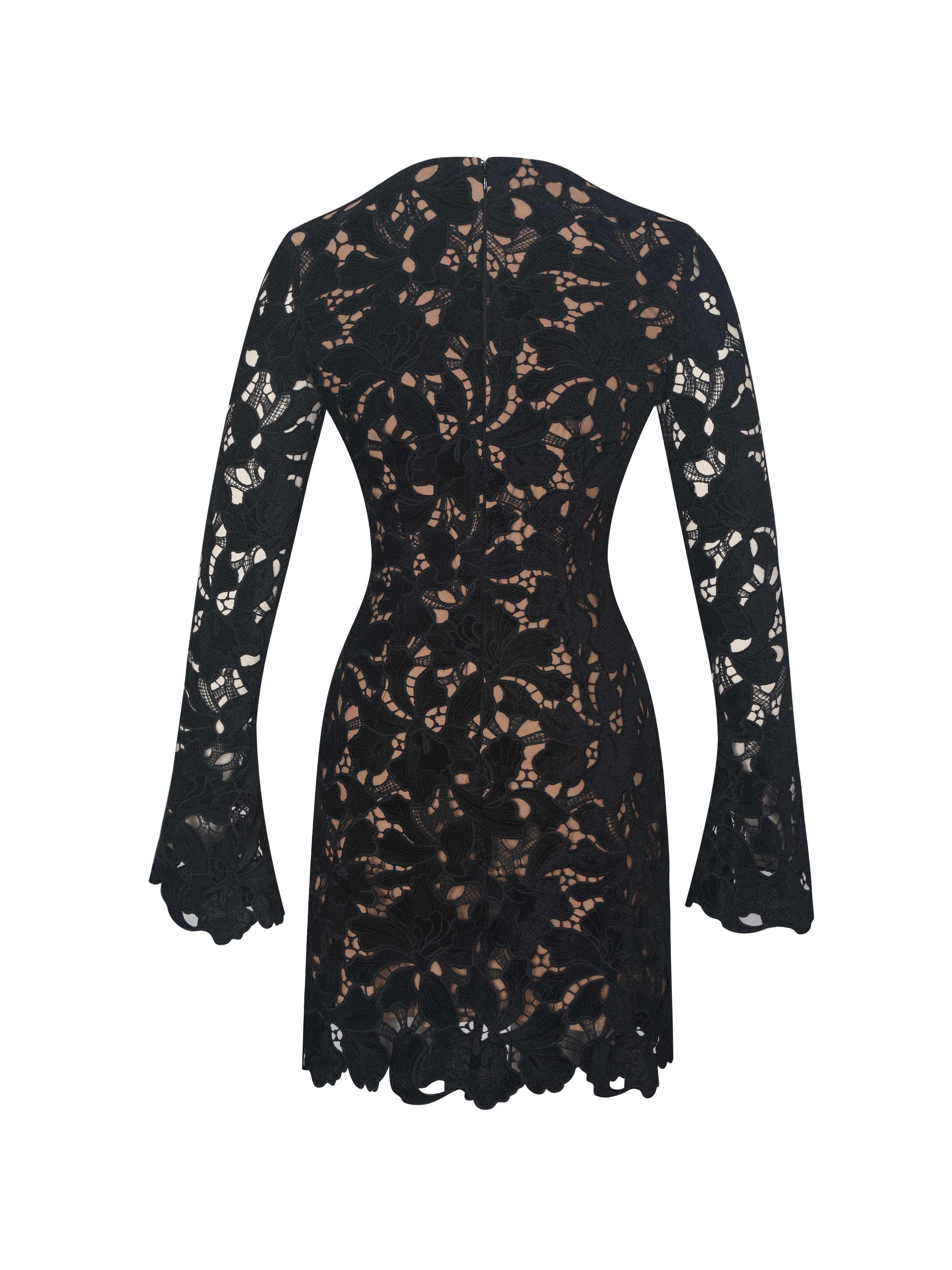 Penelope Black Velvet Lace Keyhole Mini Dress