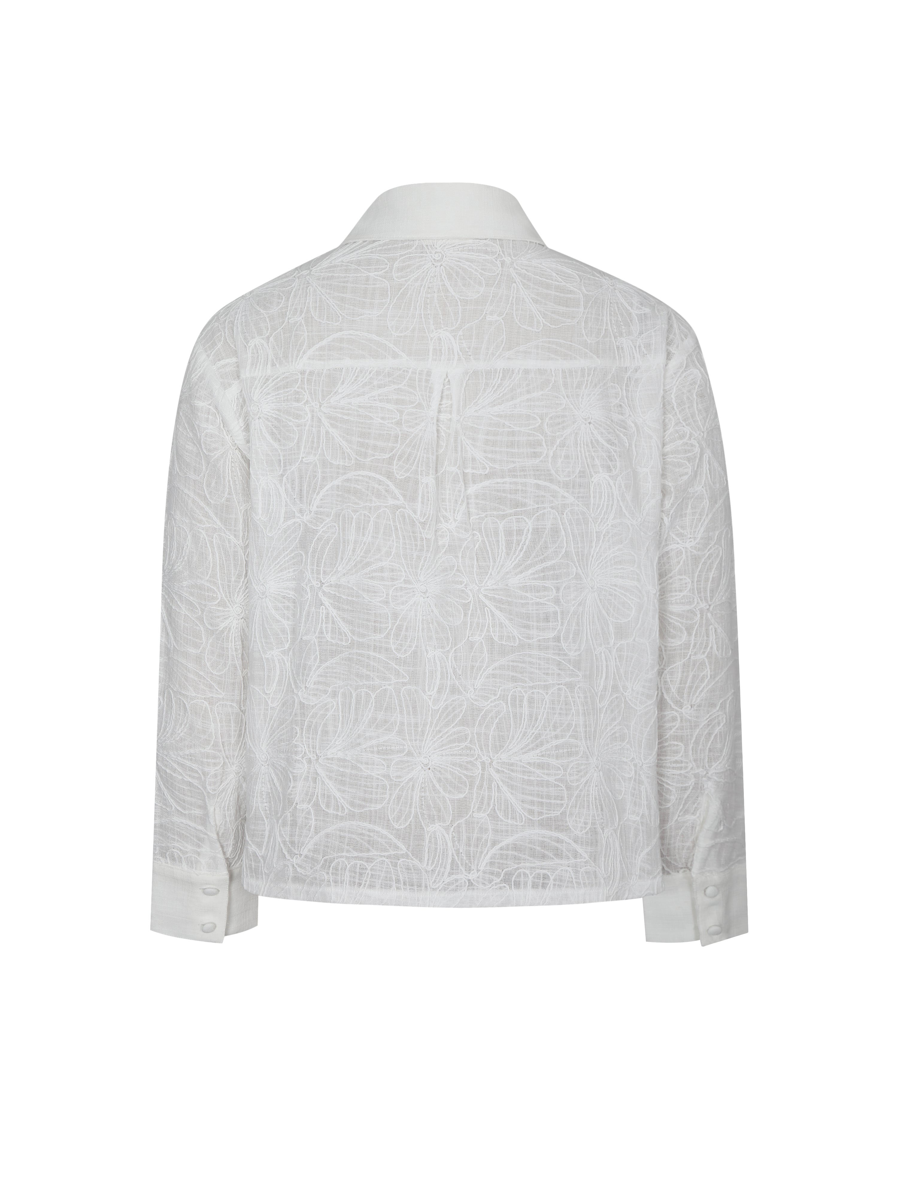 Quintina White Embroidered Cotton Gauze Button-Down Shirt