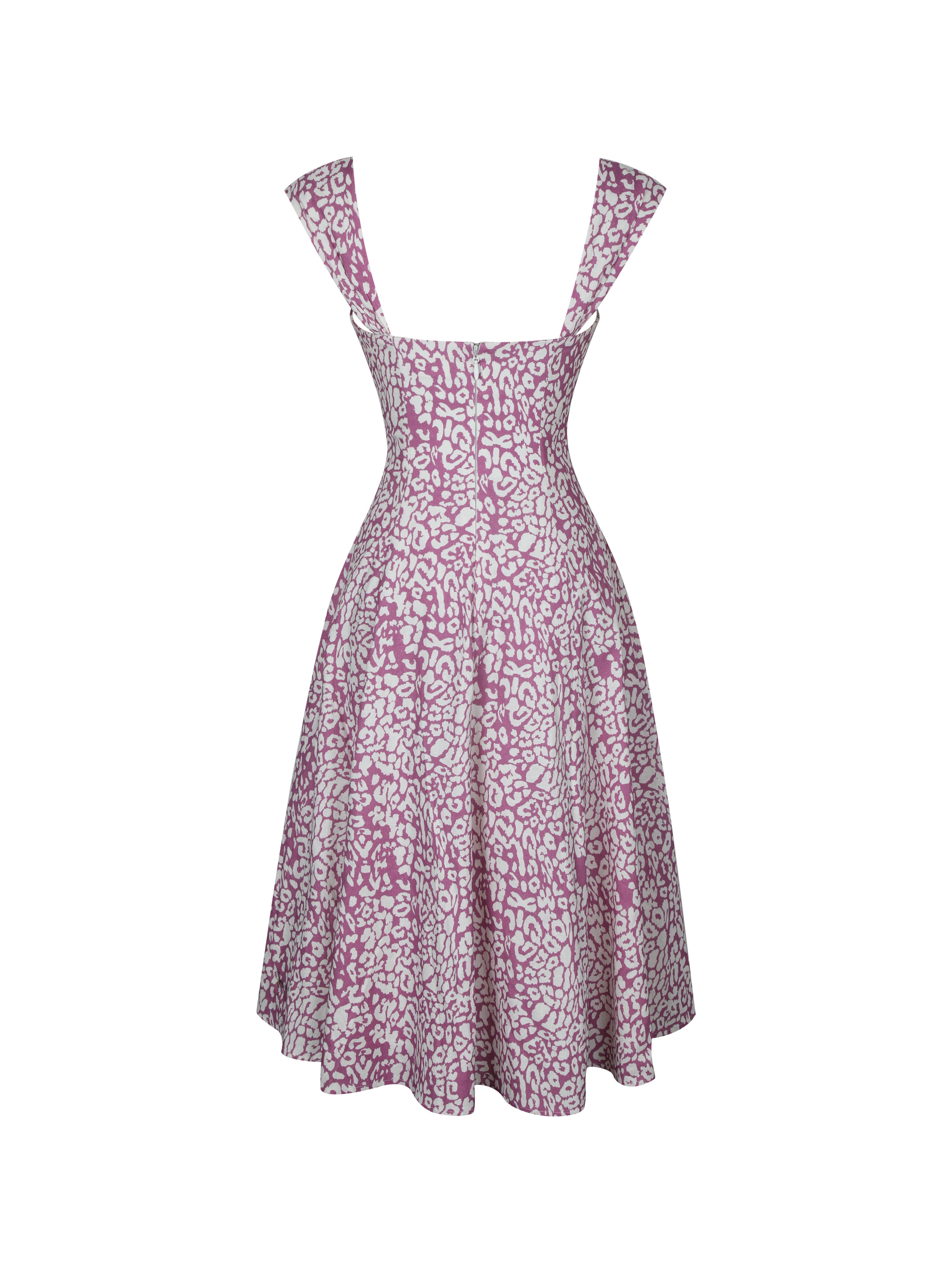 Wynonna Mauve Cheetah Linen Keyhole Midi Dress