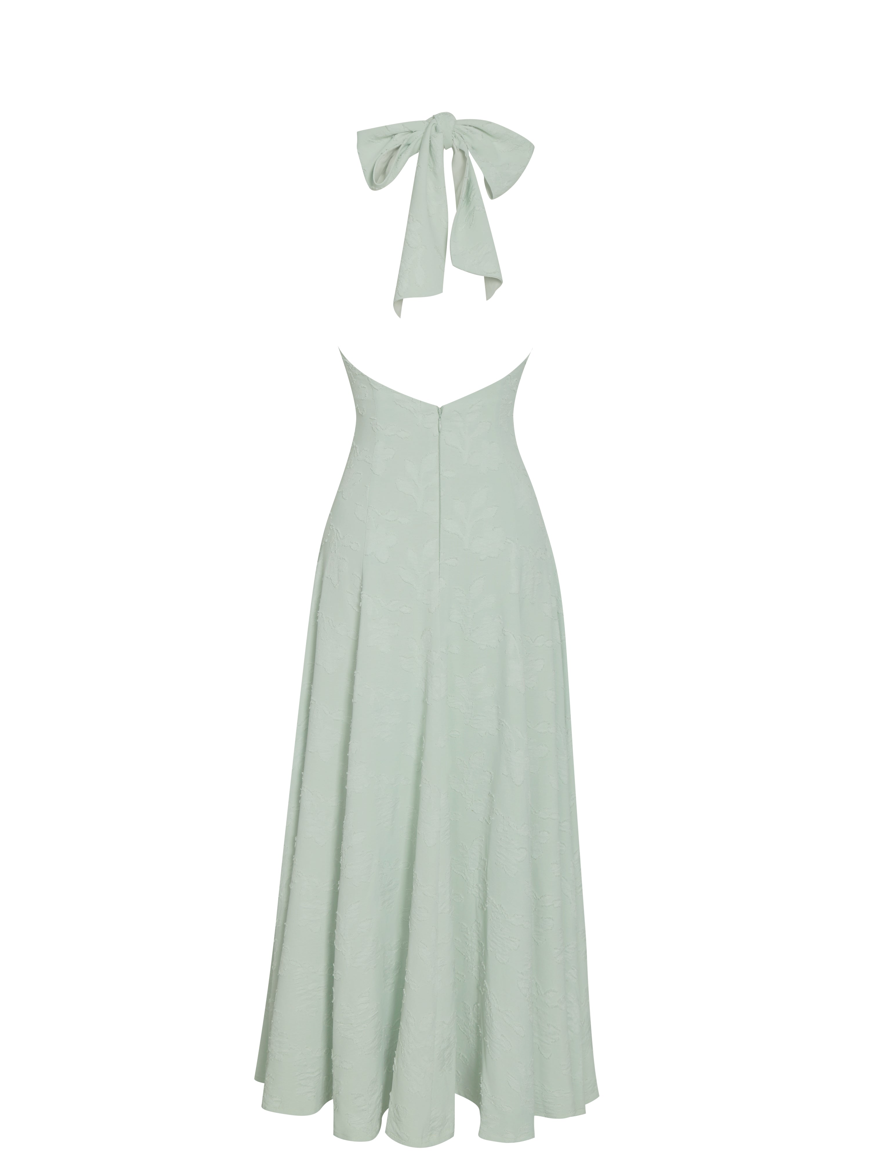 Magda Mint Green Deep V Neck Halter A-line Midi Dress