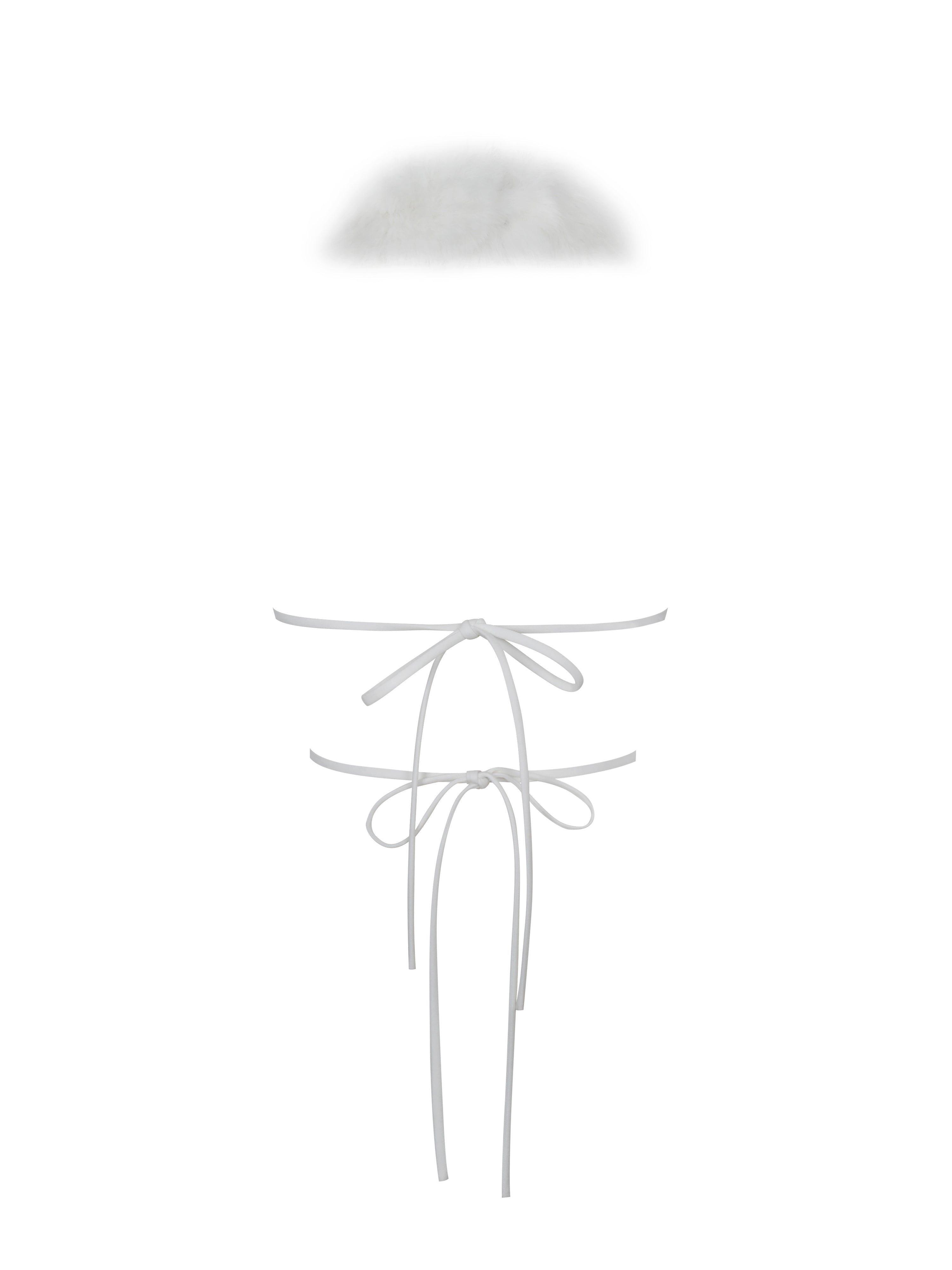 Oona White Backless Contoured Fur Halter Top