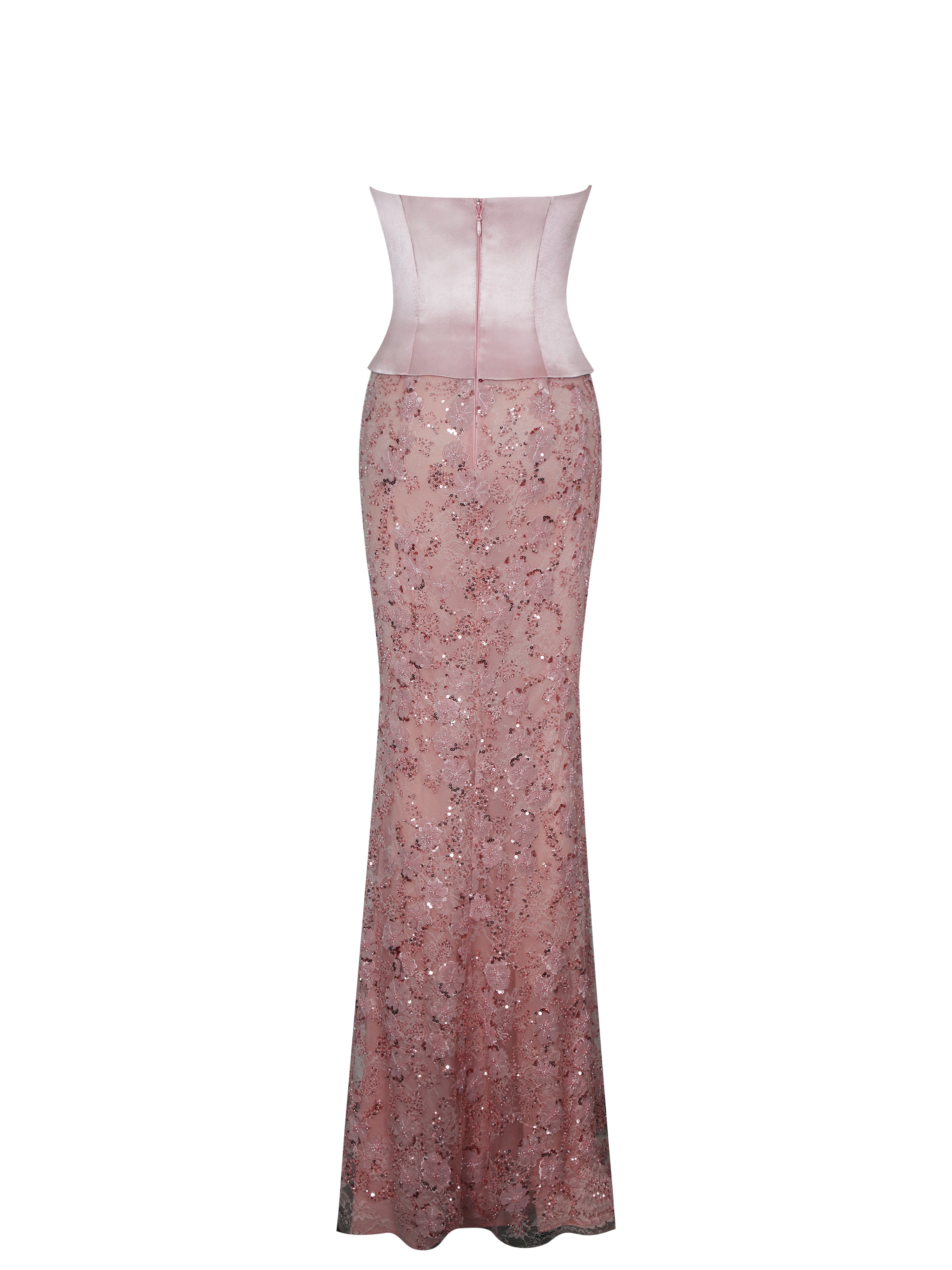 Uliya Rosy Pink Strapless Mermaid Peplum Maxi Dress