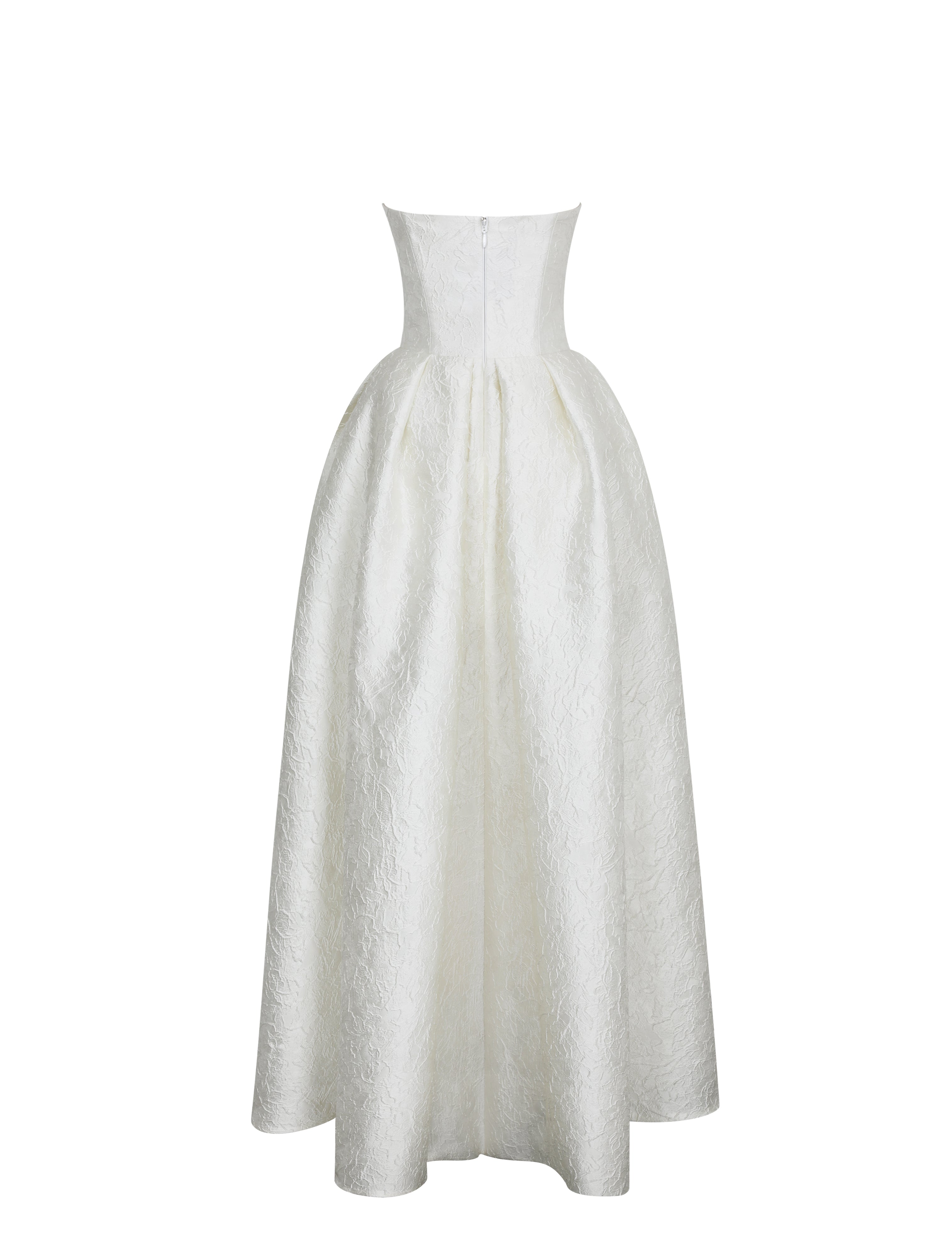 Tomika Ivory Jacquard Dipped Hem Wedding Gown (PREORDER)