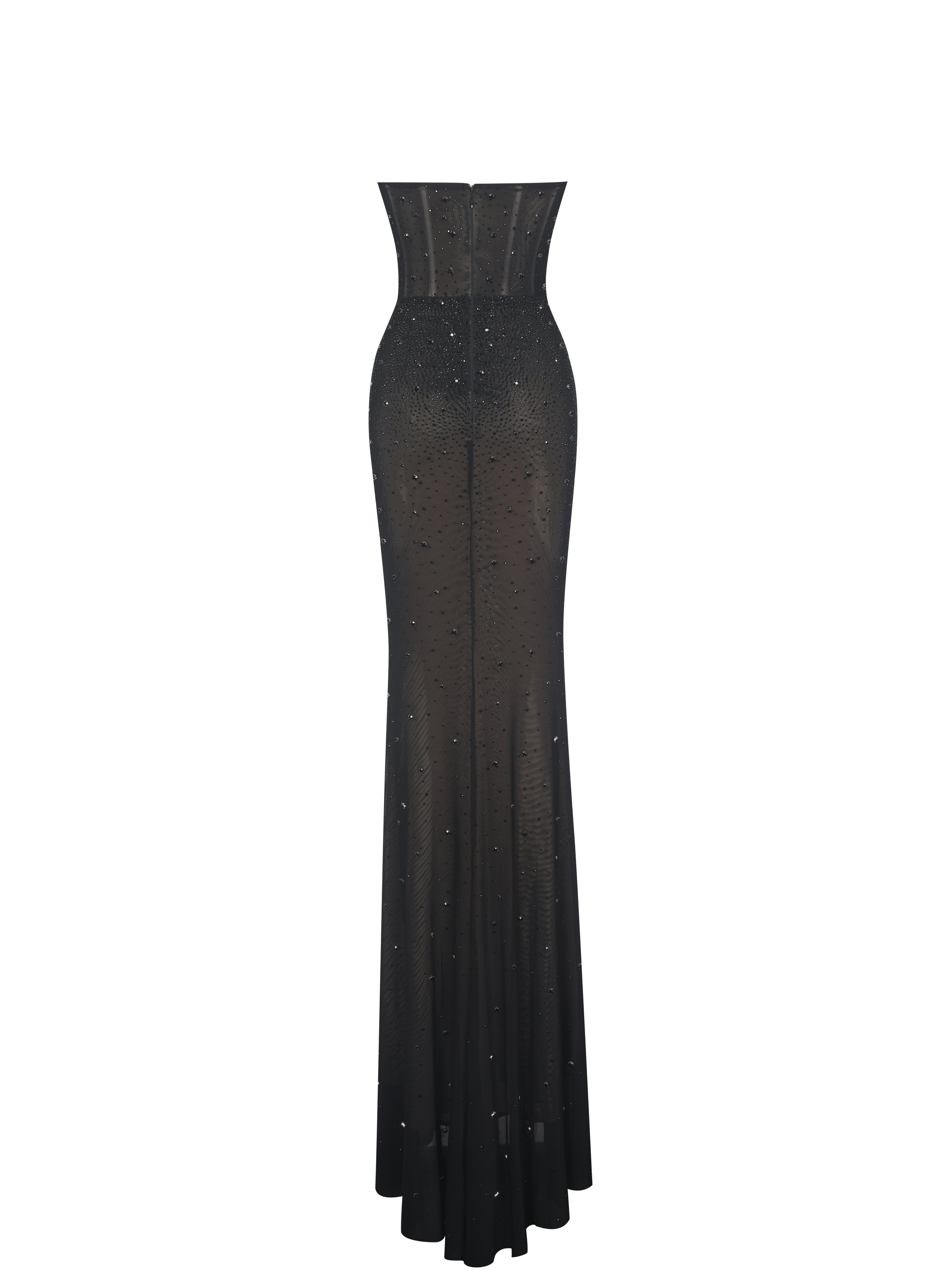 Fatima Black Crystal Sleeveless Corset Mermaid Maxi Dress