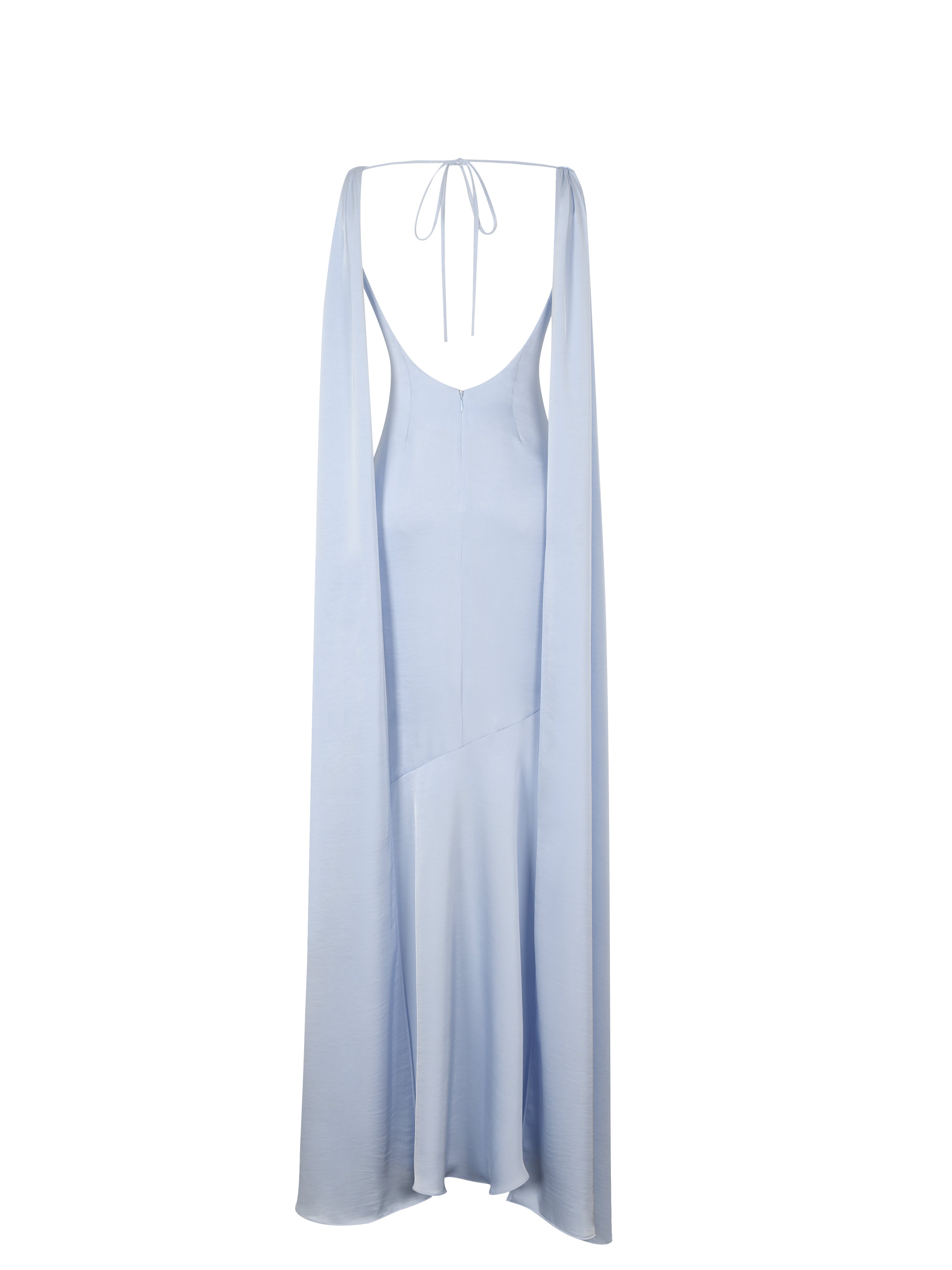 Eira Mist Blue Cowl Scarf-Detail Mermaid Maxi Dress
