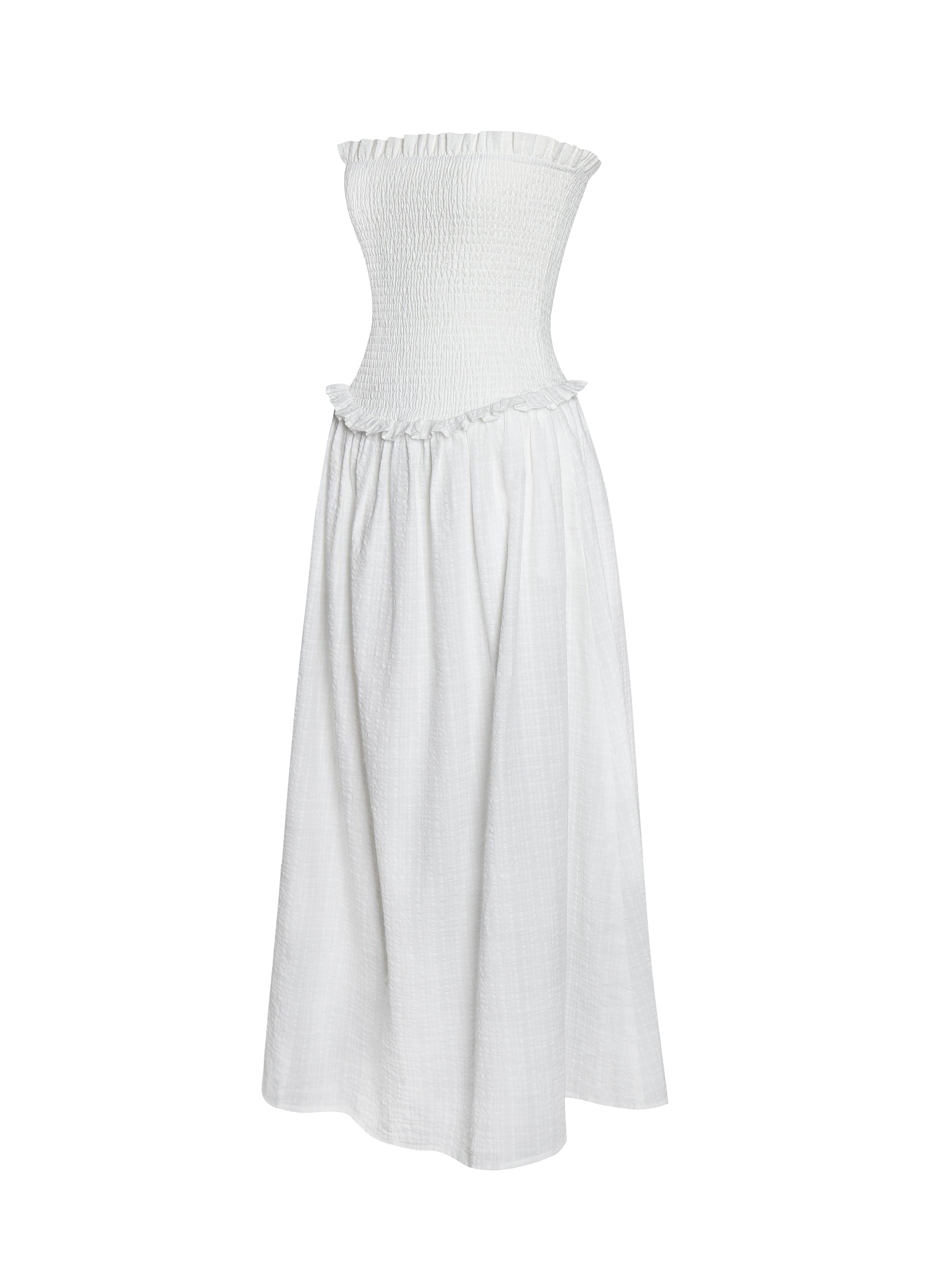 Quadiya Smock Top Strapless Drop Waist Midi Dress