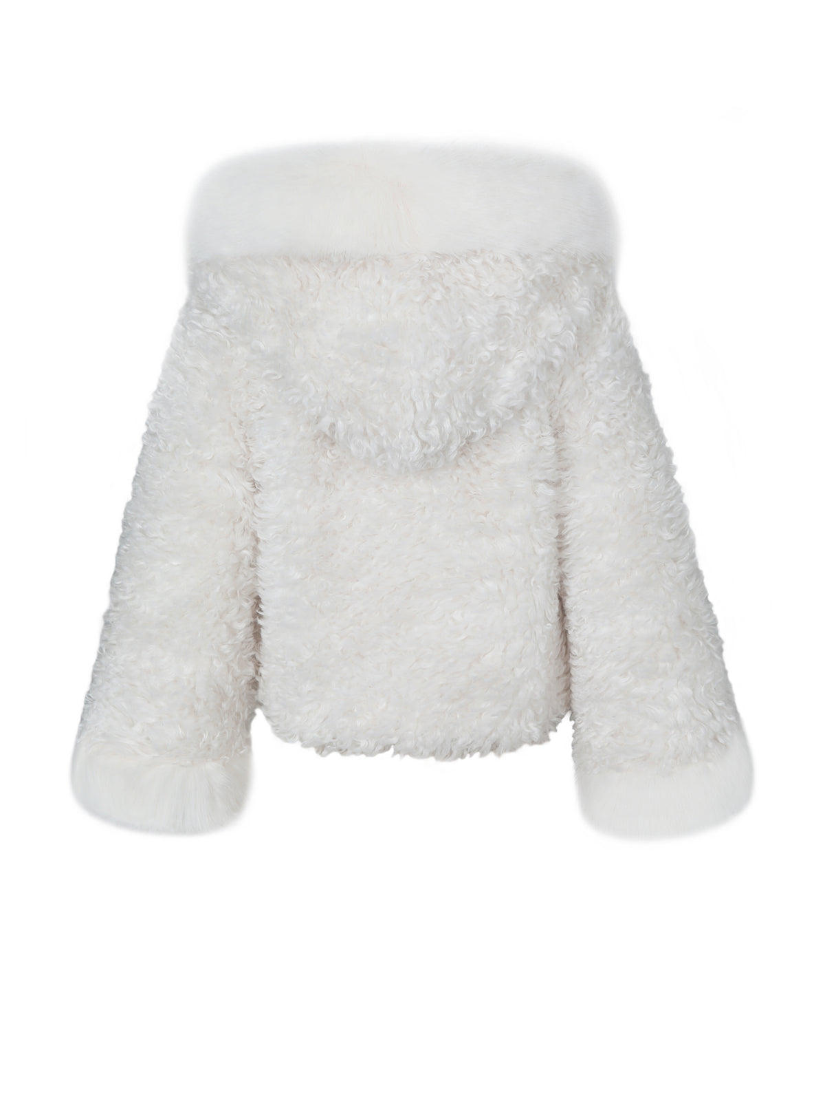 Kali Kids White Cropped Vegan Shearling Fur Jacket