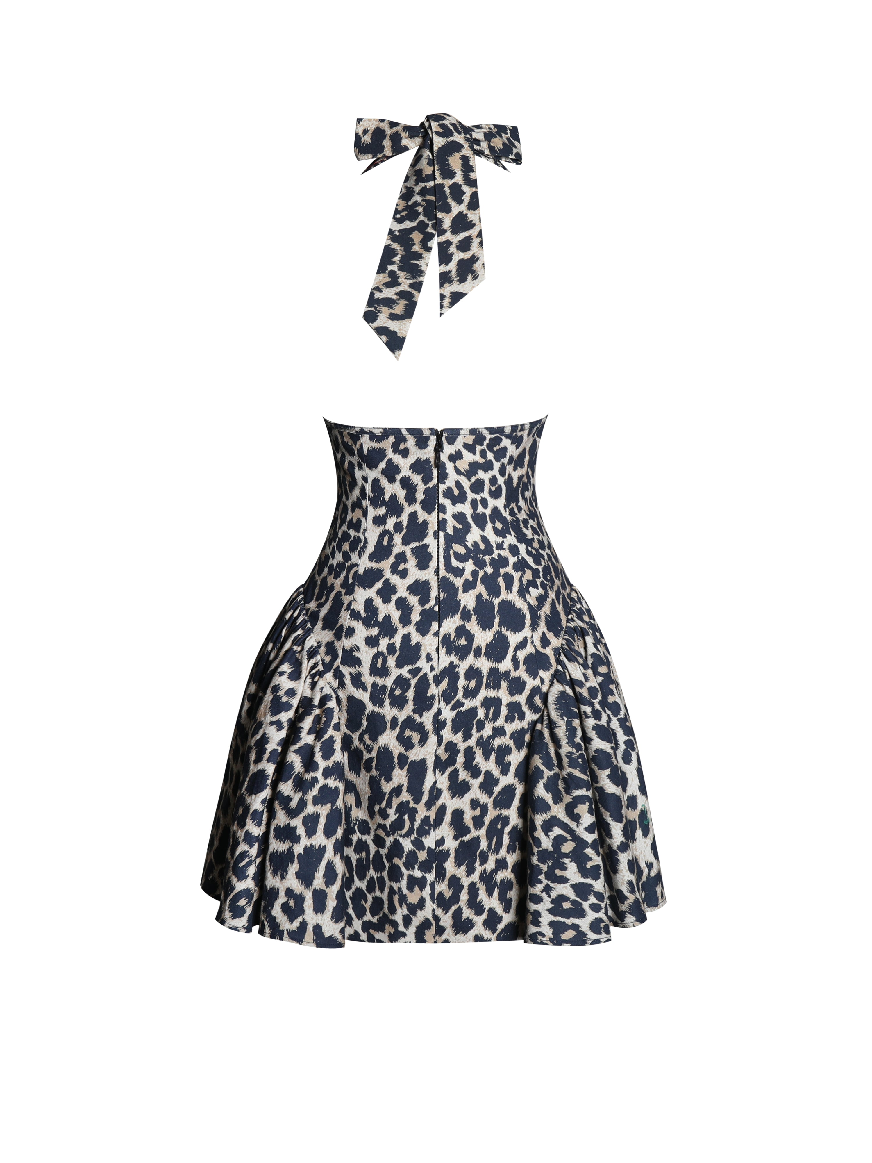 Mackenzie Cheetah Print Halter Linen Mini Dress