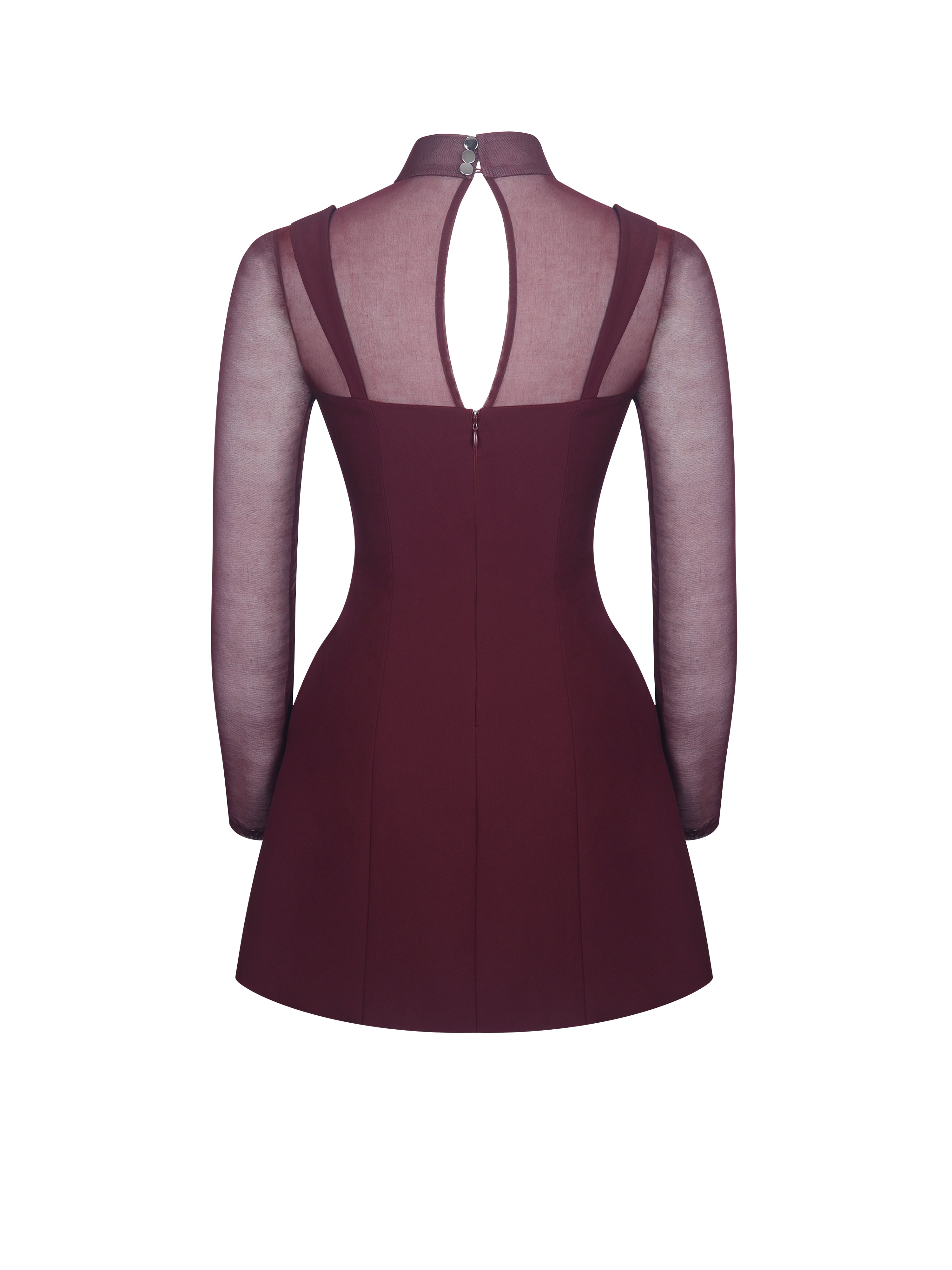 Natasha Burgundy Faux Two-Piece Turtleneck Mini Dress