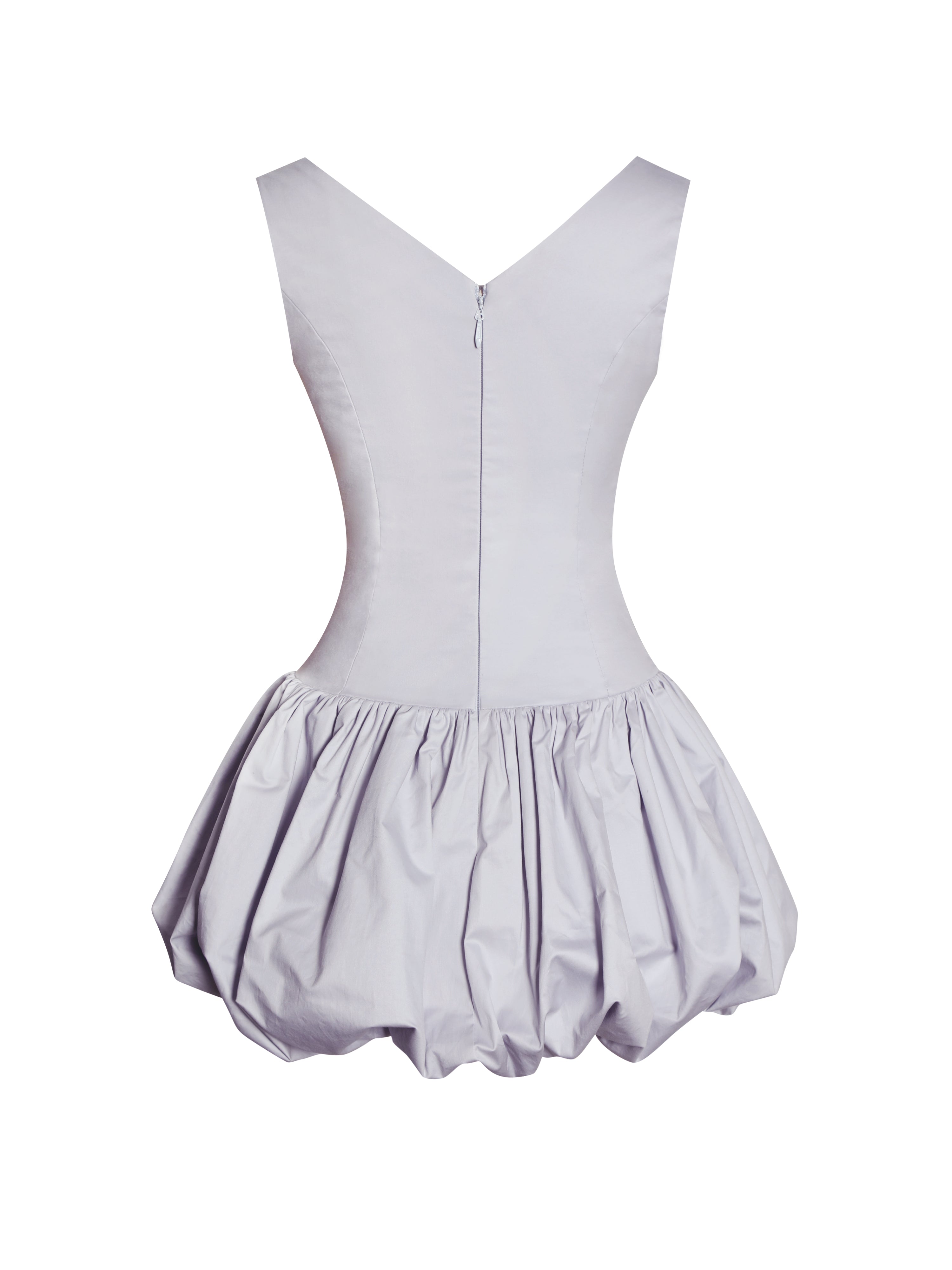 Zada Grey Pleated Breast Bubble Hem Mini Dress
