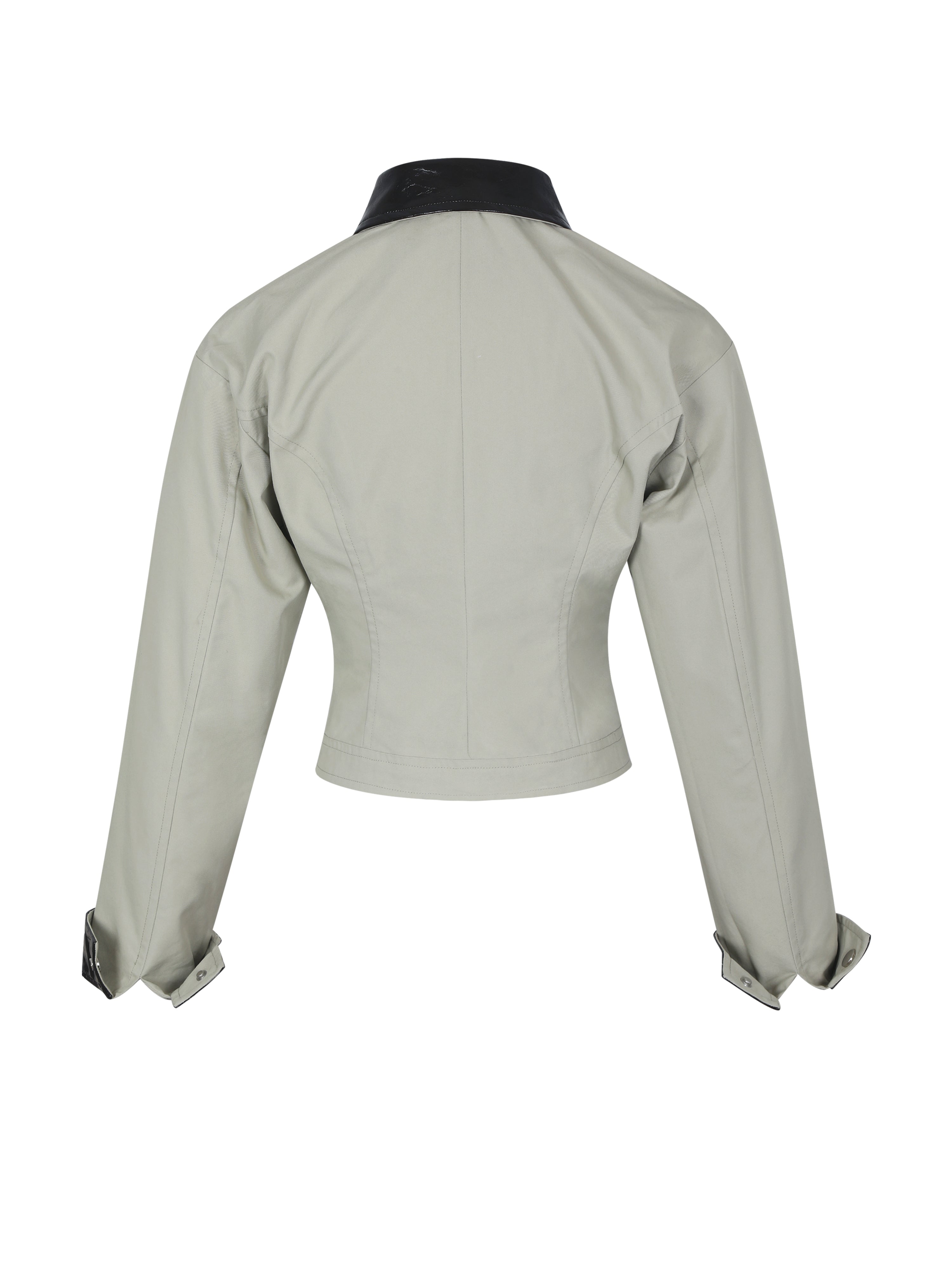 Vinette Sage Cotton Gabardine Cropped Front Zip Jacket