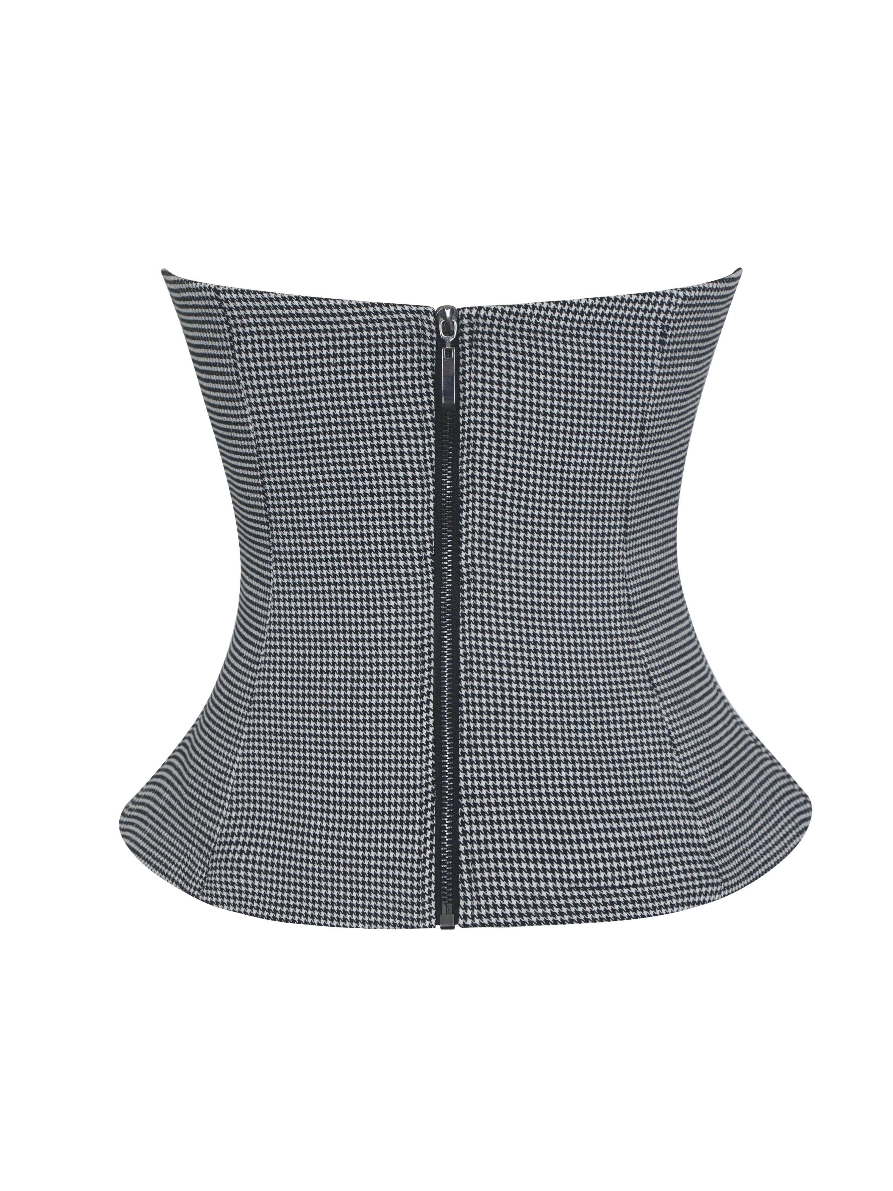 Ulla Micro-Houndstooth Strapless Peplum Top