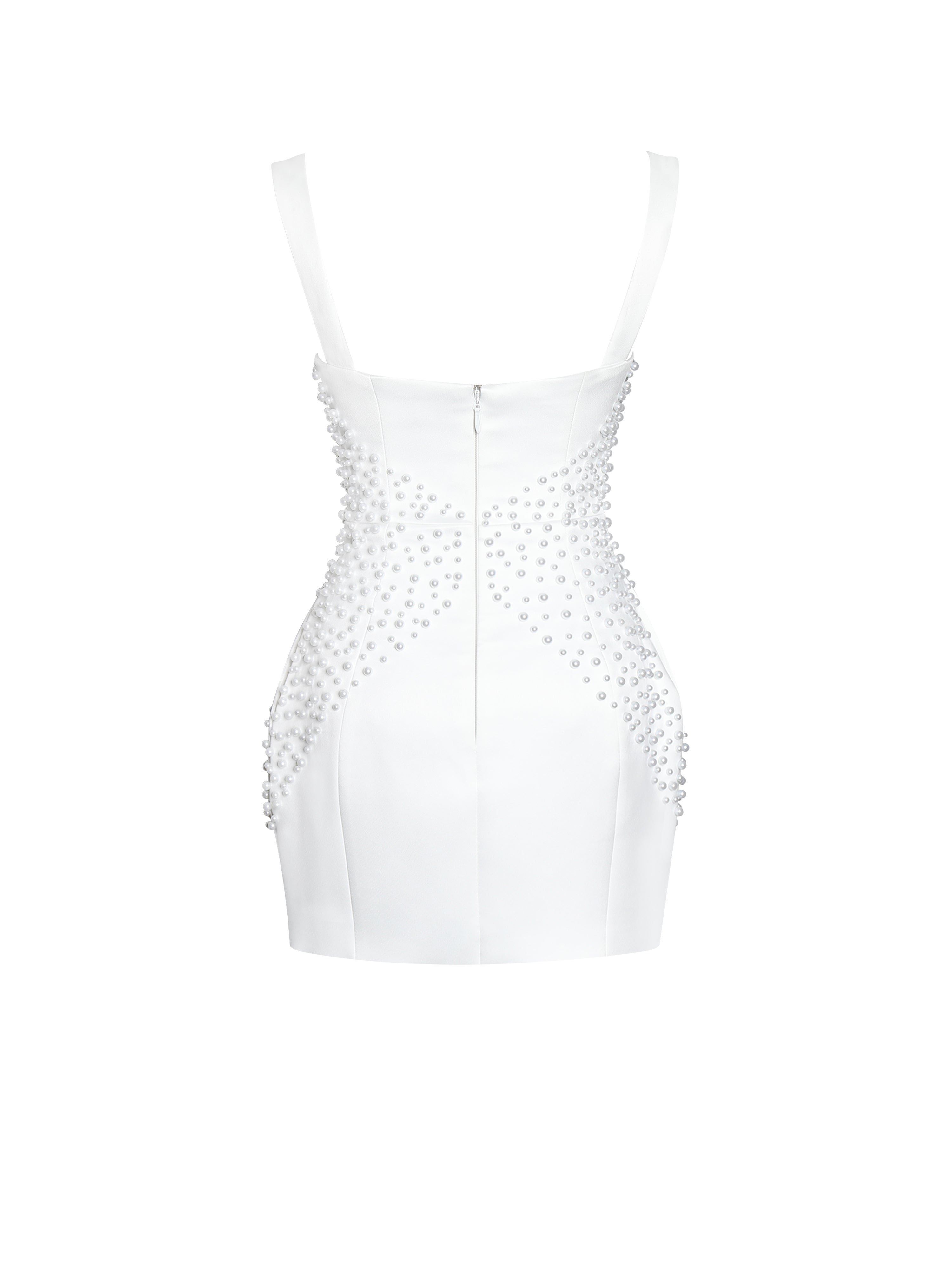 Tais Pearl Beaded Cocoon Shape Sleeveless Mini Dress