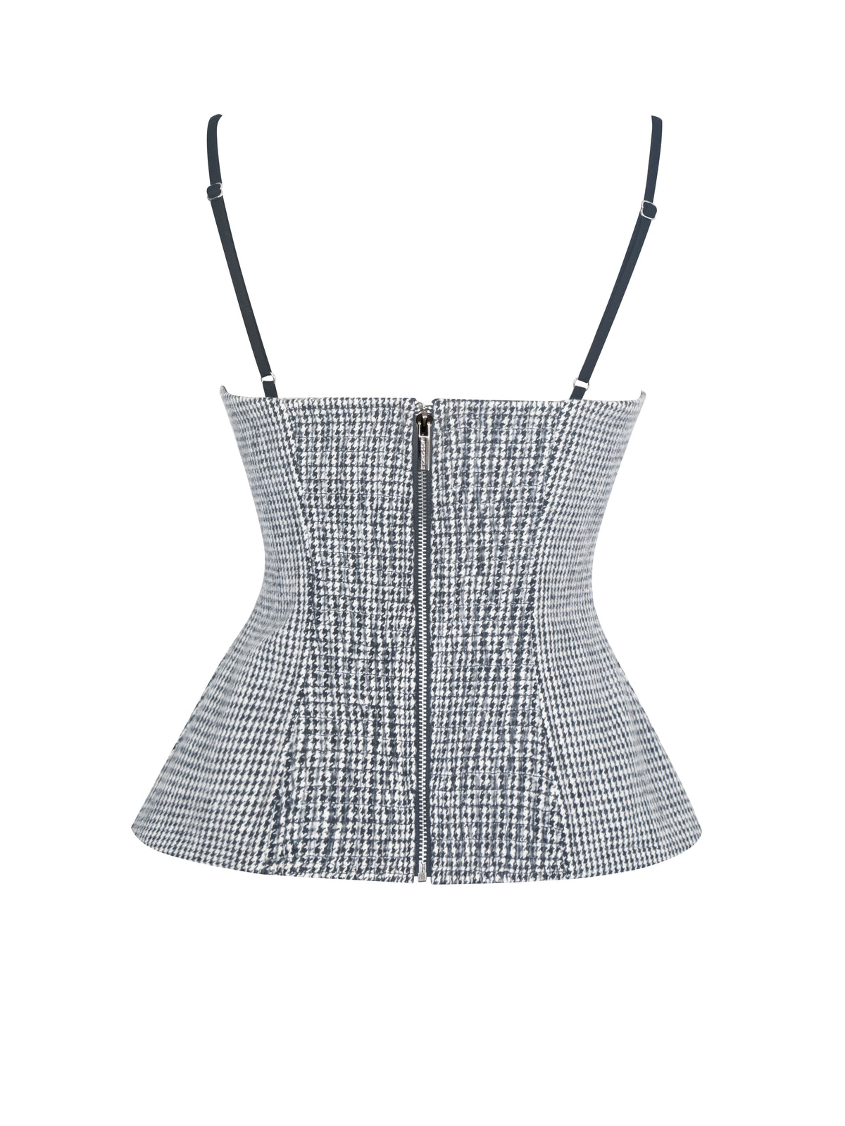 Victoire Black Micro Houndstooth Sweetheart Neckline Top
