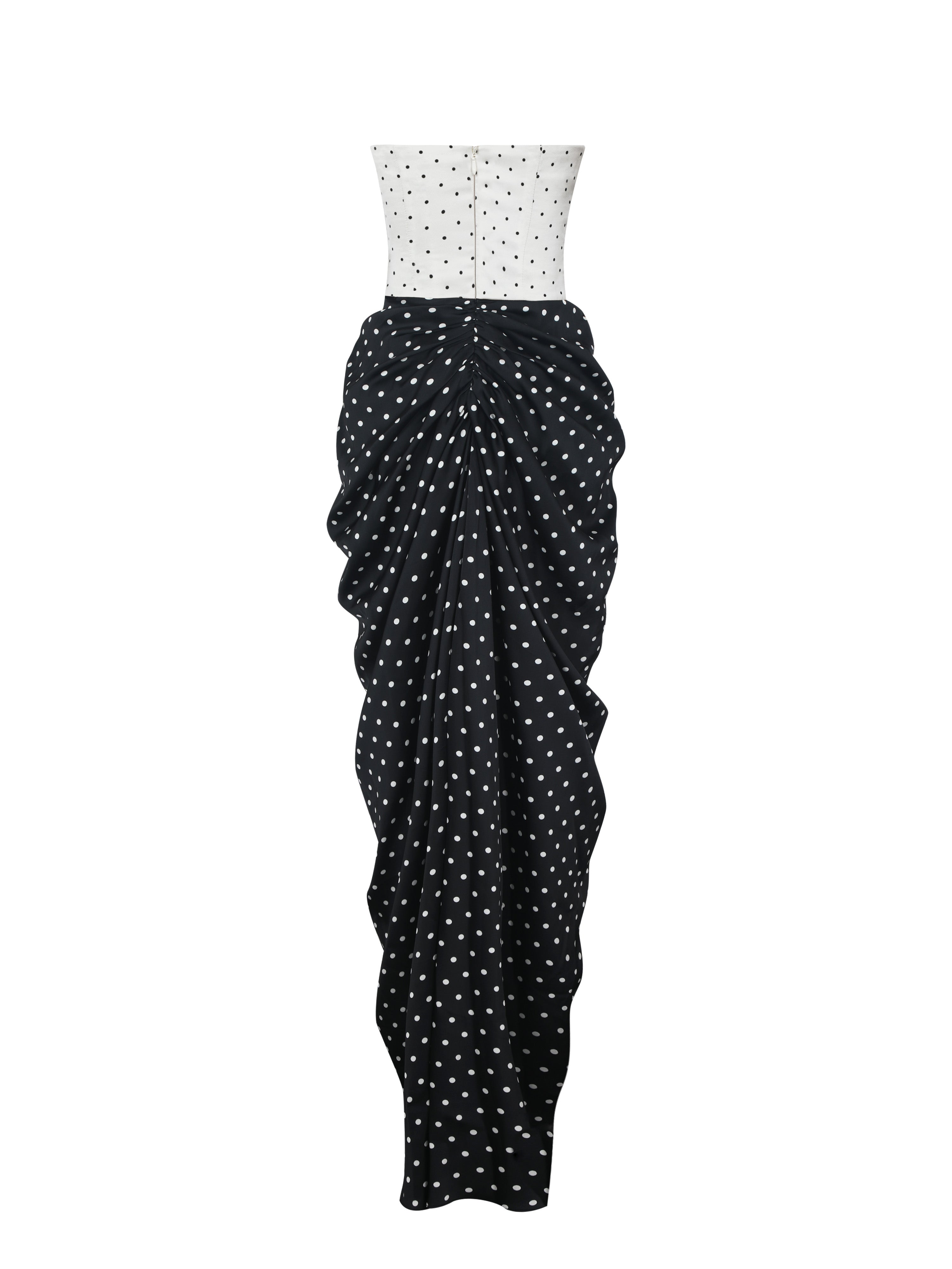 Tamryn Black & White Polka Dot Sweetheart Maxi Dress