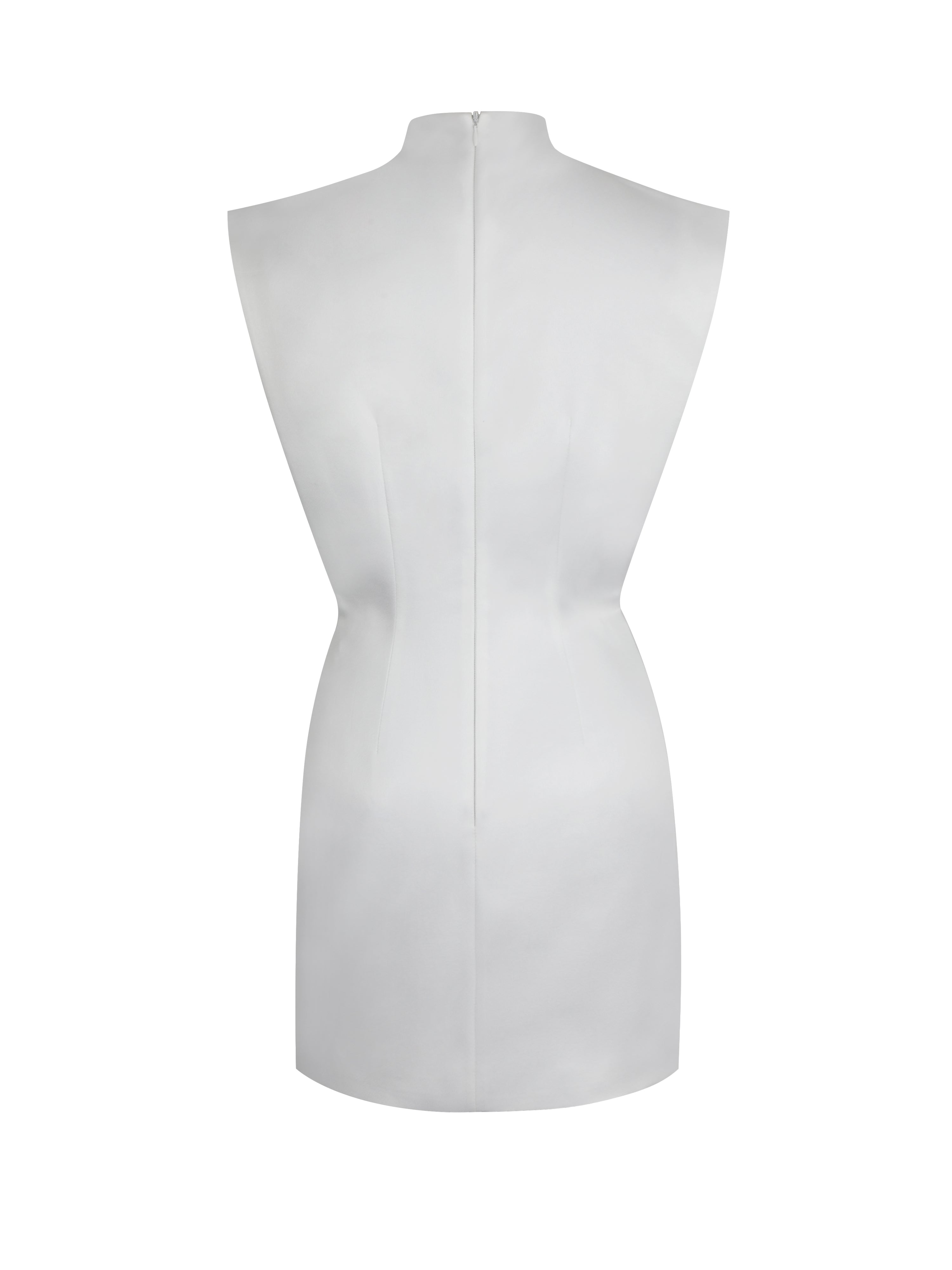 Vienna White Satin Mock Neck Mini Dress