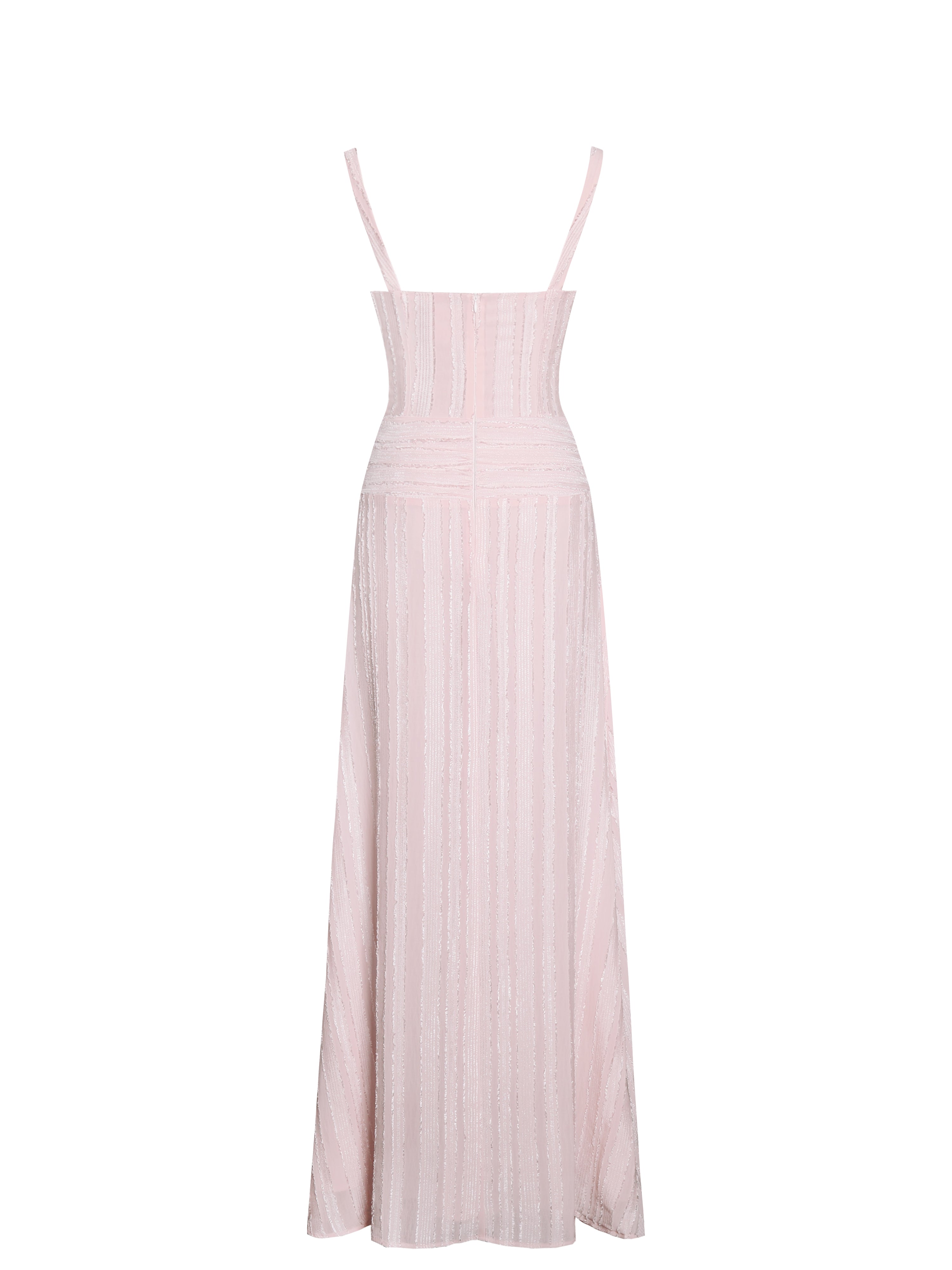 Mallory Baby Pink Stripe Jacquard High Slit Gown