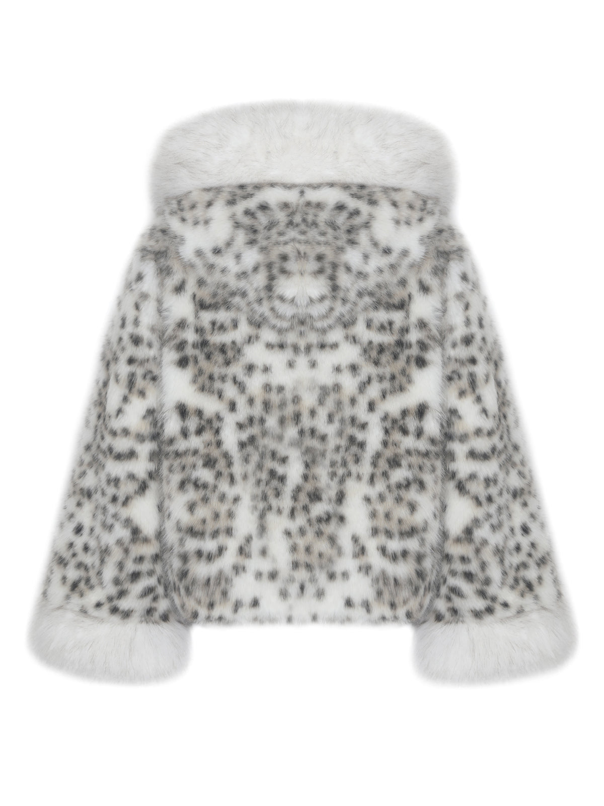 Kali Snow Leopard Faux Fur Hooded Mini Coat
