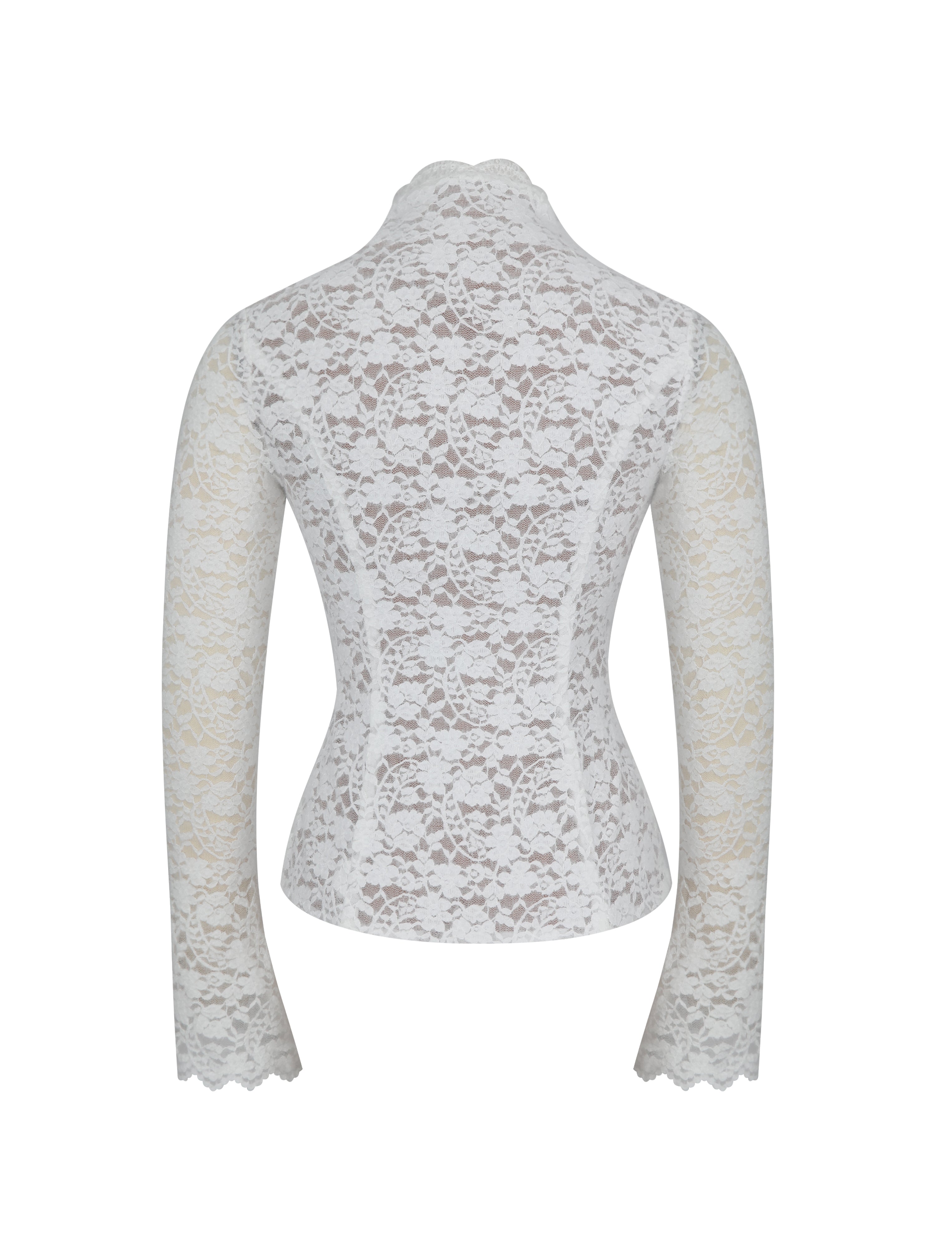 Prynn White Brushed Lace Front-Tie Top