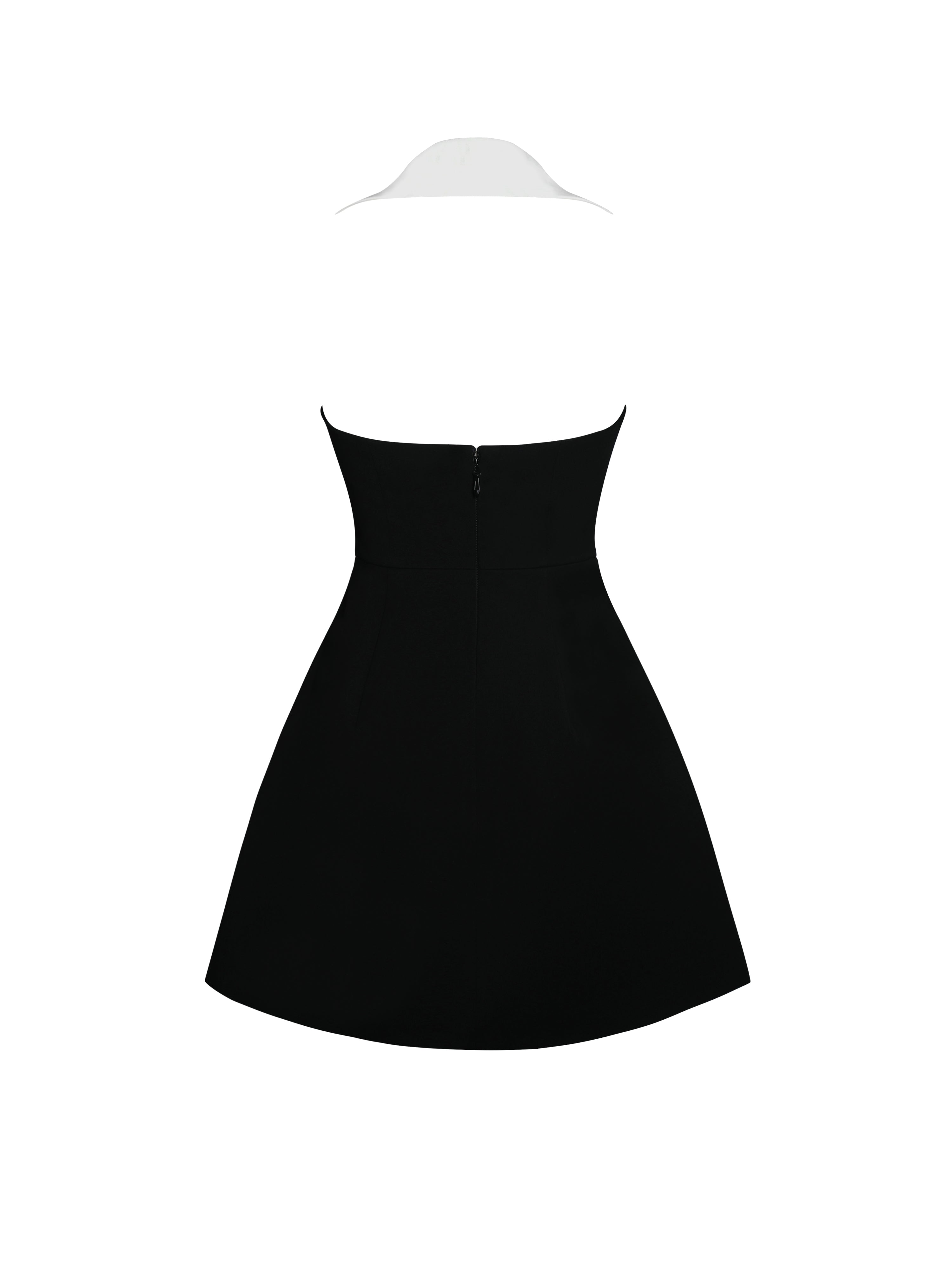 Ignacia Office Casual Black and White Halter Mini A-line Dress