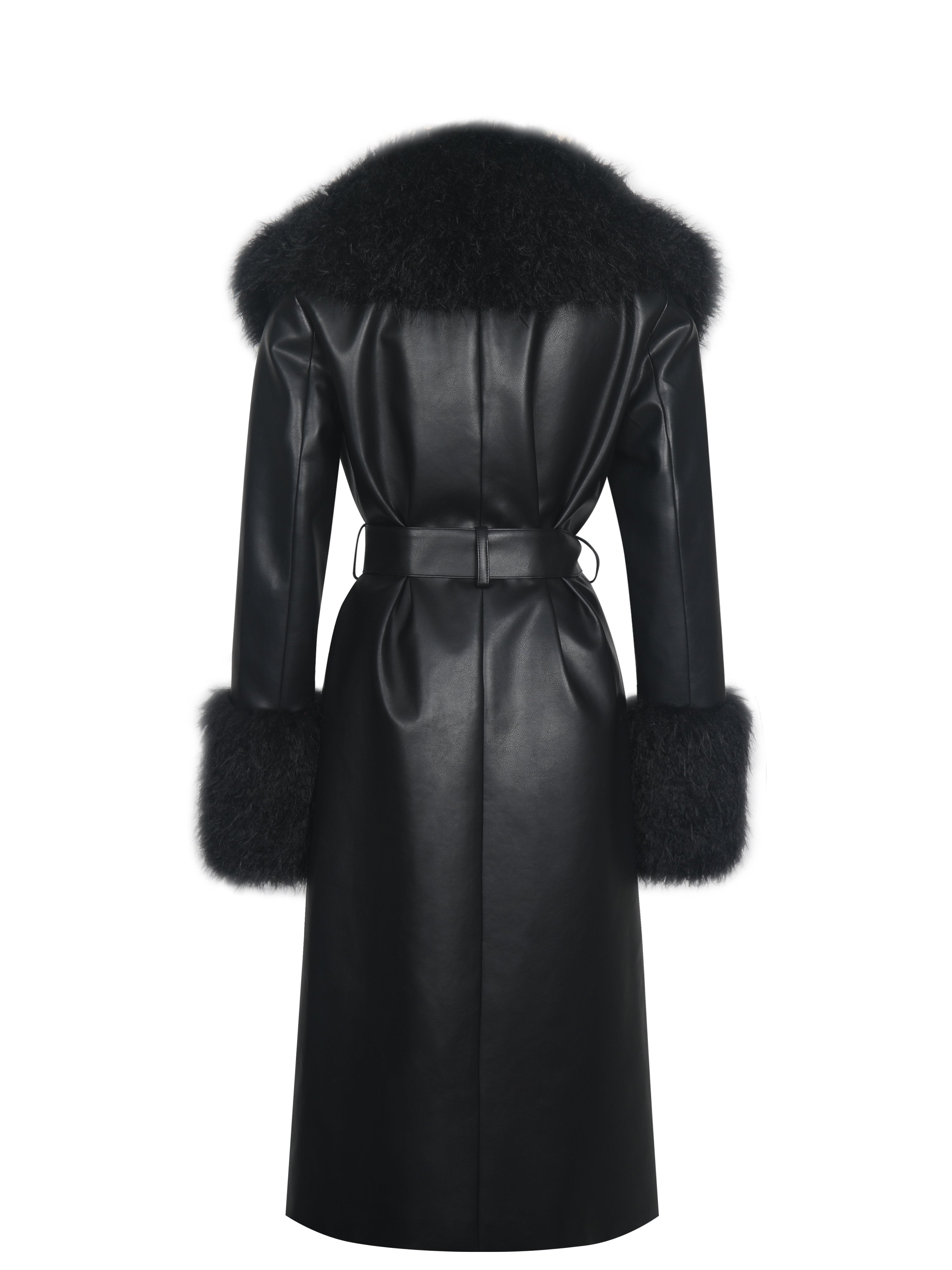Zariah Black Faux Fur Trimmed Longline Coat