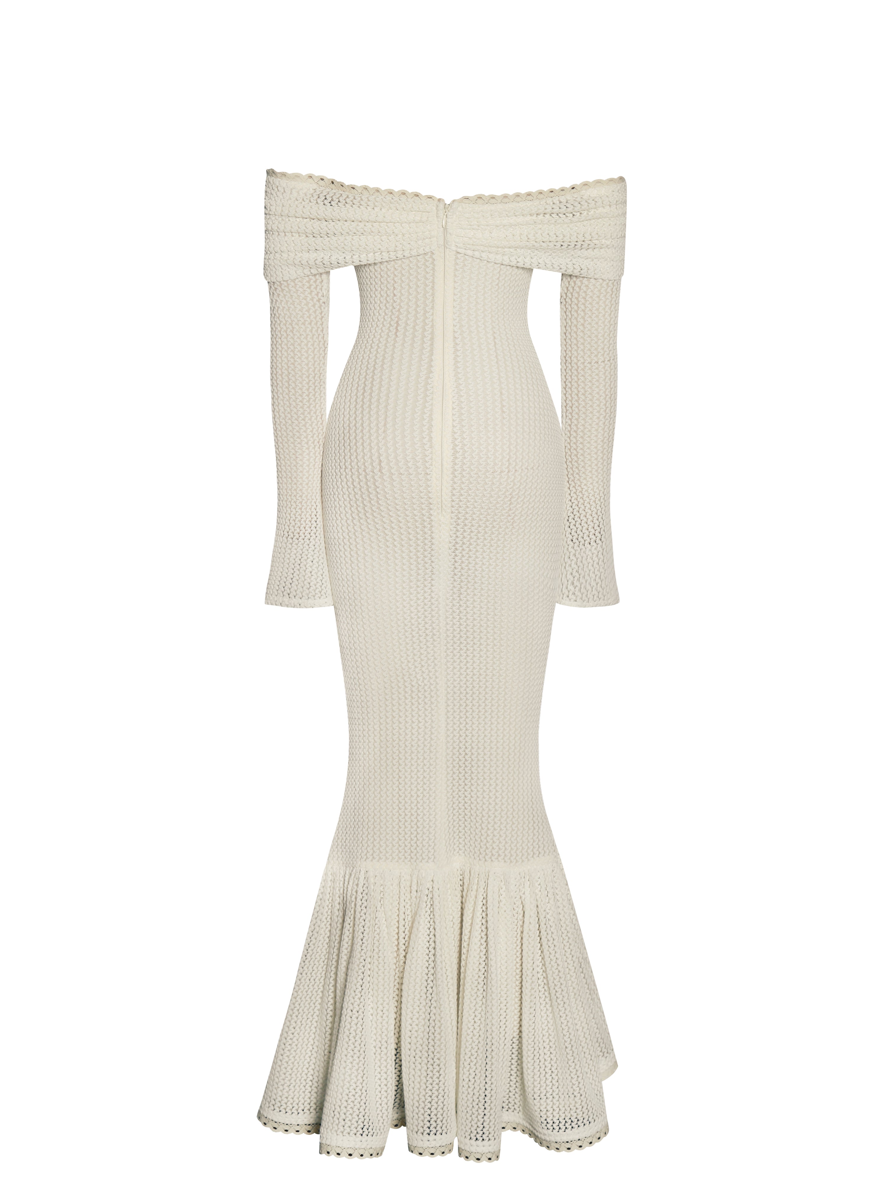 Kaedyn Off Shoulder Long Sleeve Crochet Mermaid Maxi Dress