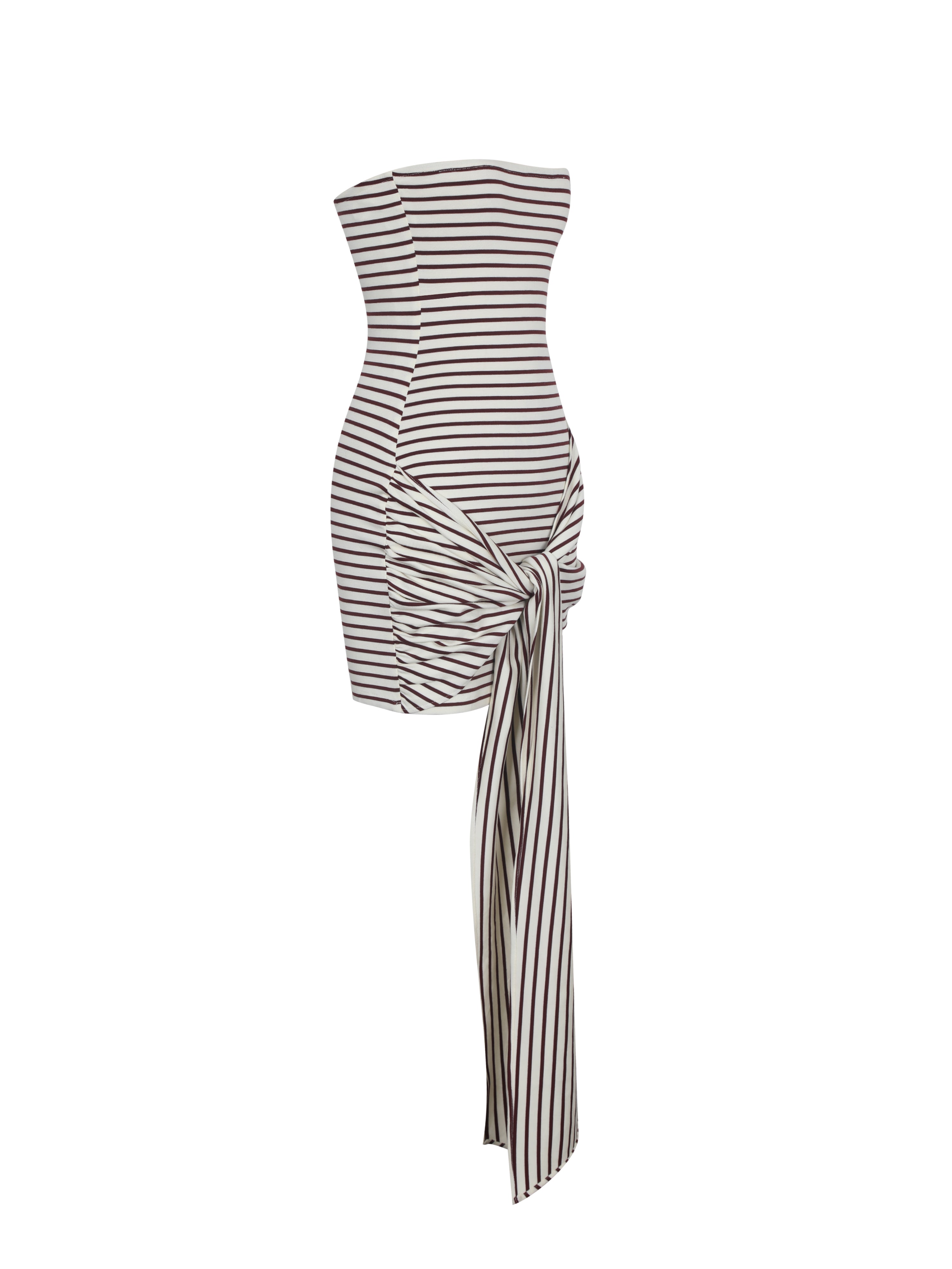 Tommie Ivory & Burgundy Lyocell Jersey Tie Strap Mini Dress