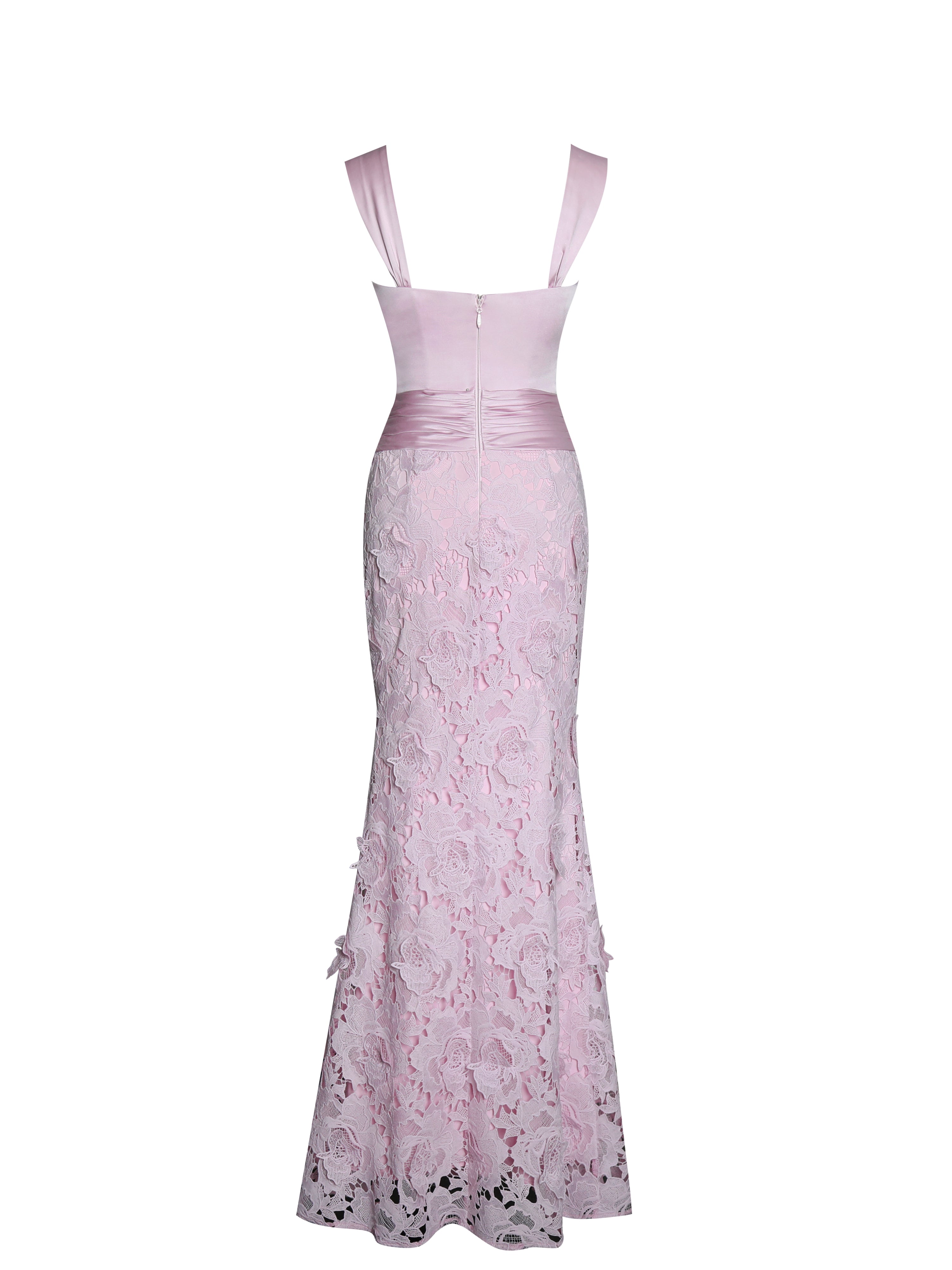 Dahlia Pink Floral Lace Mermaid Gown