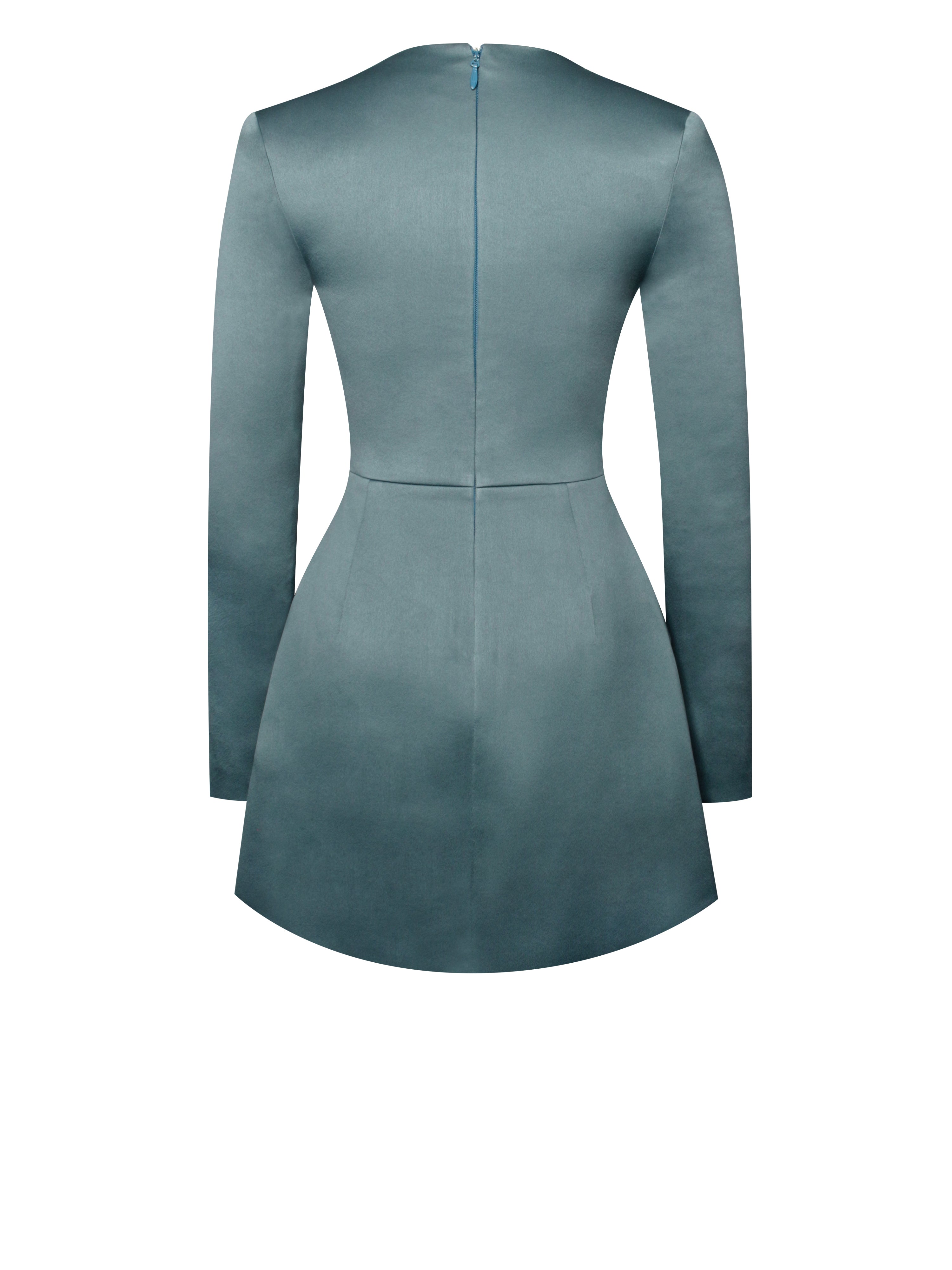 Gabella Dark Green Long Sleeve A-line Mini Dress with Crystal Trim (Archive Sale)
