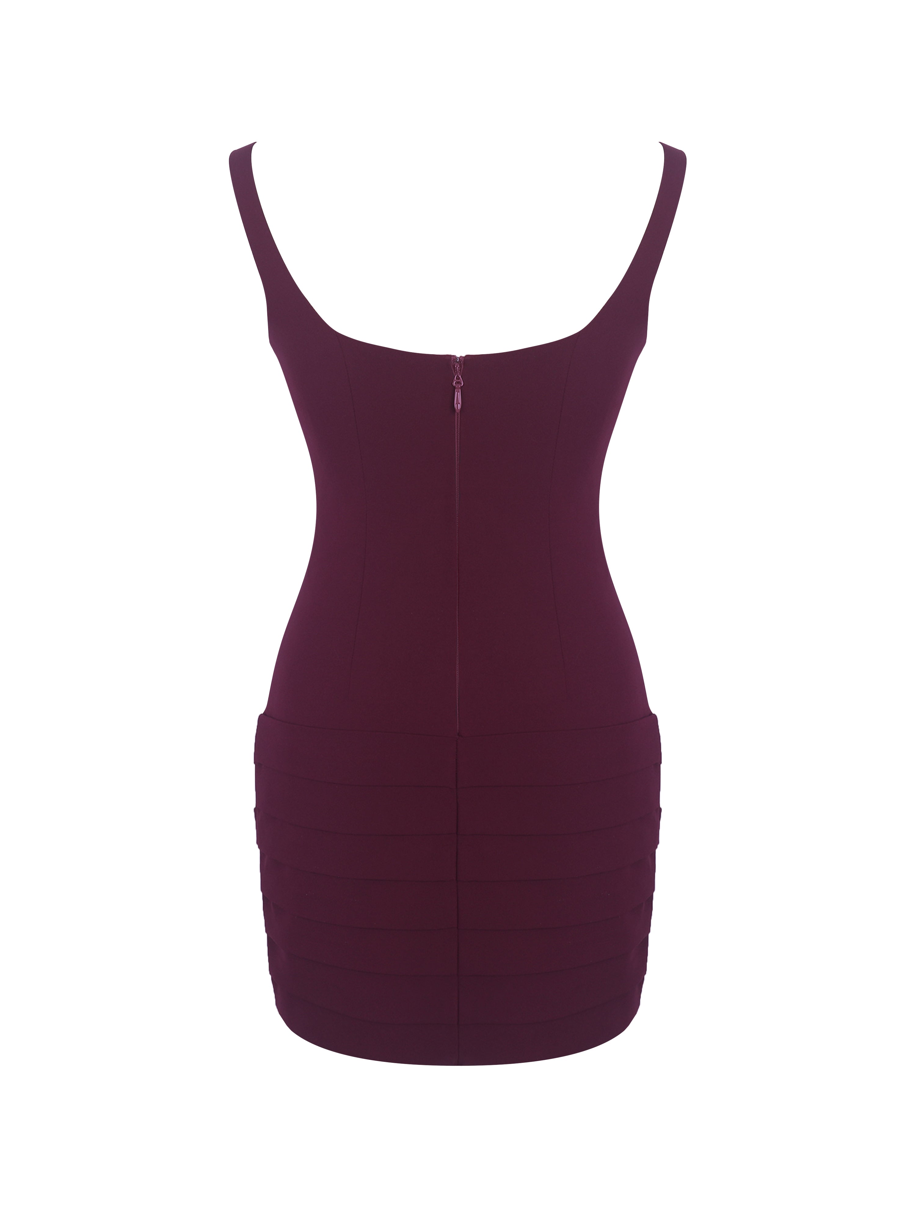 Tori Wine Red Pleated Mini Dress with Chiffon Scarf