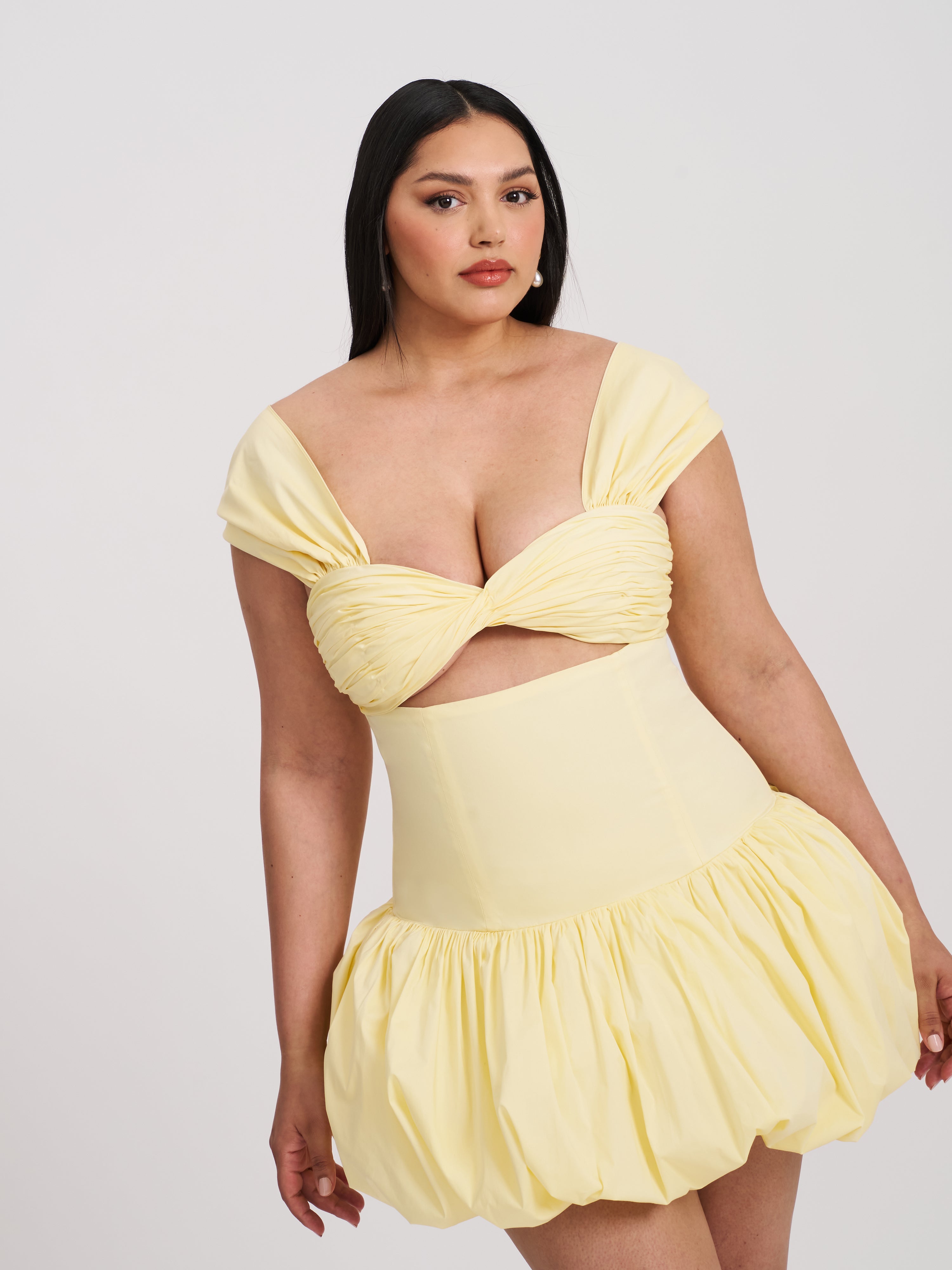 Umika Butter Yellow Bubble Hem Mini Dress