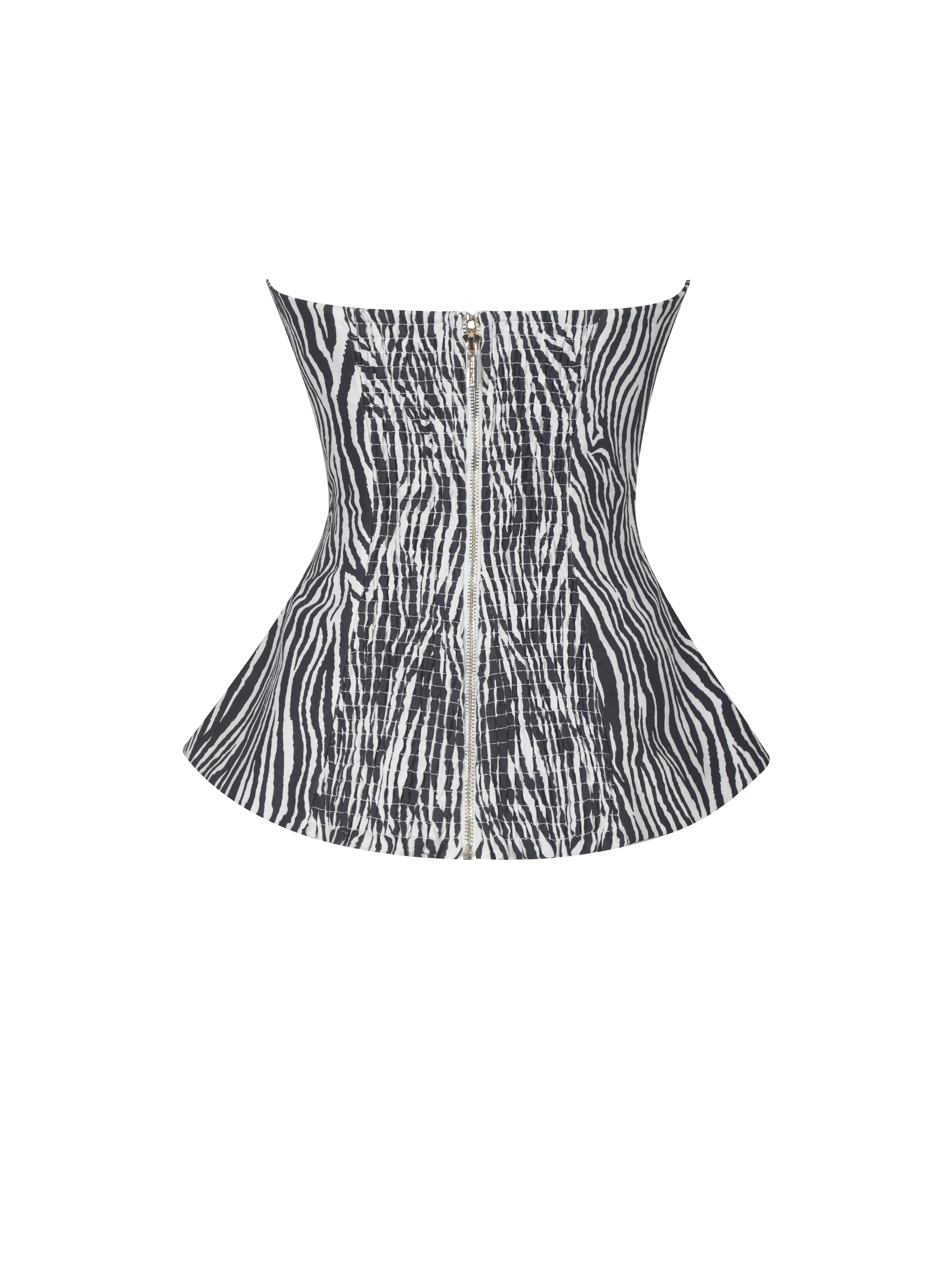 Petrina Zebra Linen Print Sleeveless Peplum Top
