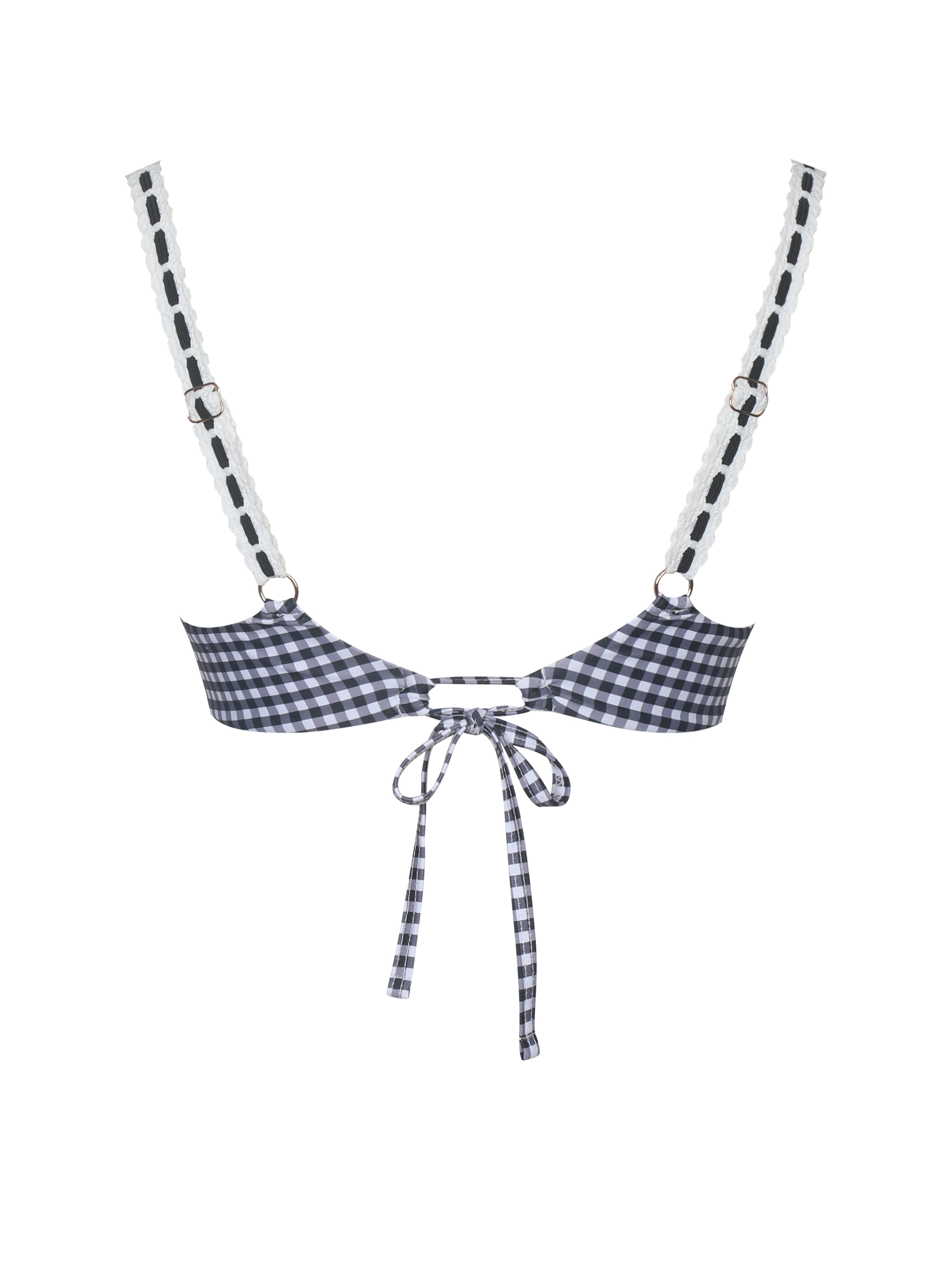 Geneva Gingham Lace Decoration Bikini Top