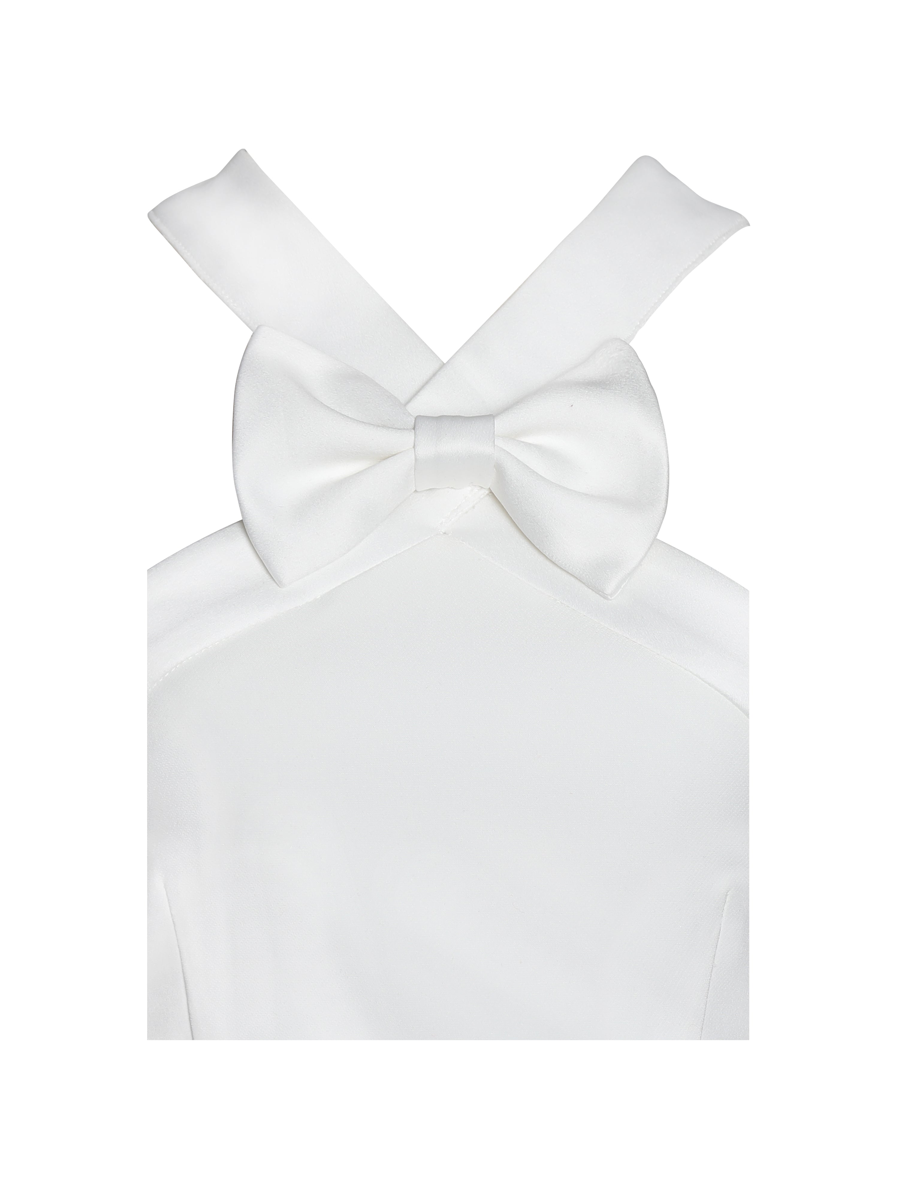 Barbra White Cross Straps Bodycon Mini Dress with Bubble Hem