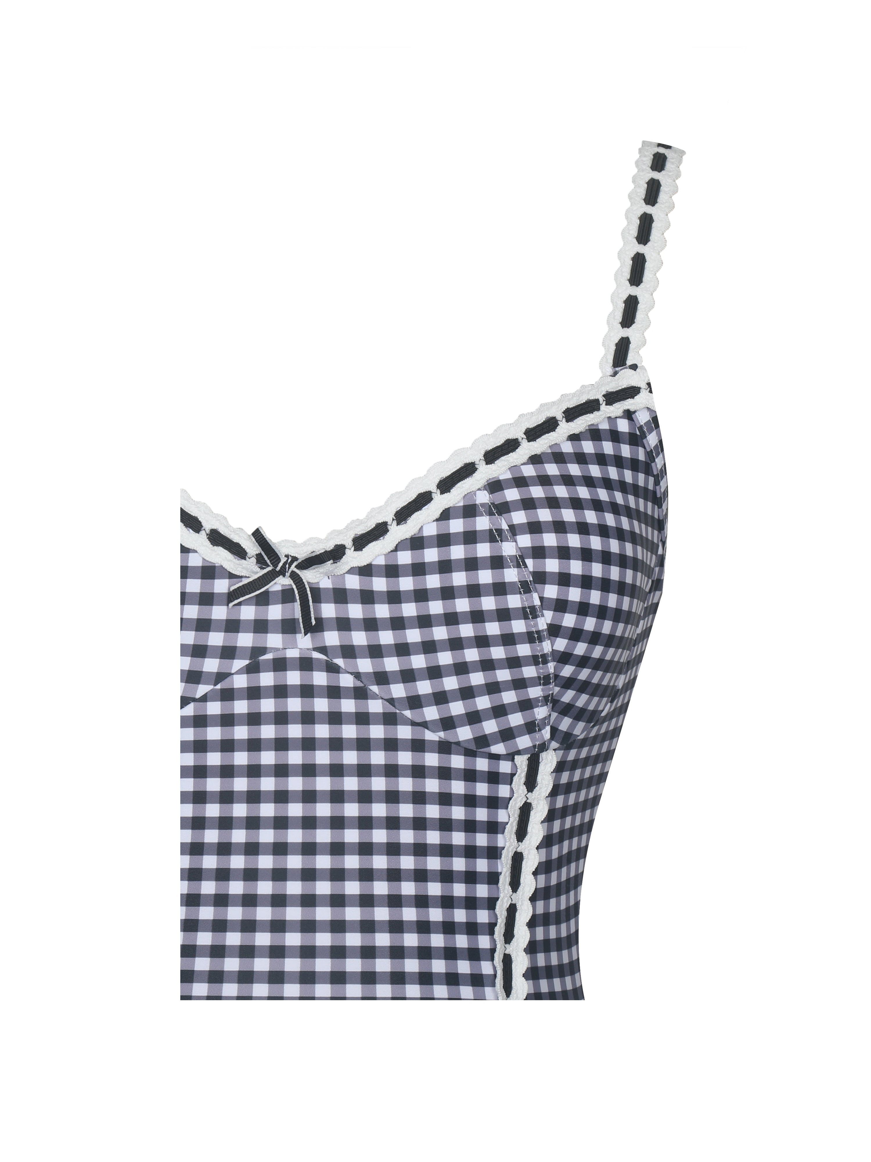 Gigi Black Gingham Lace Strap Backless Swimsuit
